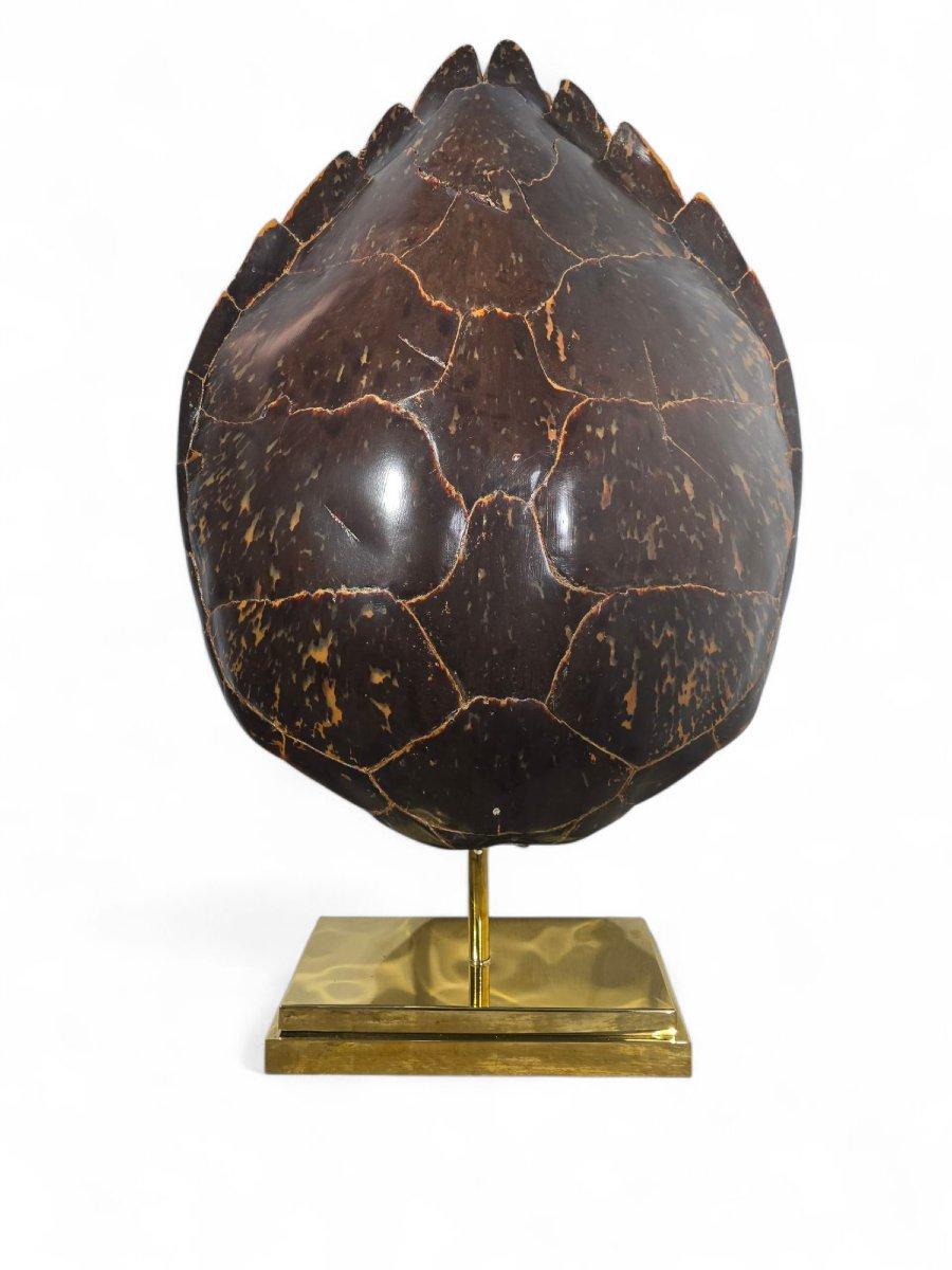Modern Large 1970s Table Lamp with Polished Bronze Base For Sale