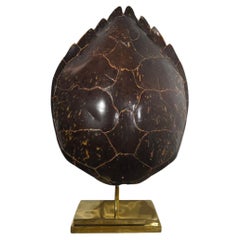 Grande lampe de bureau des années 1970 avec base en bronze poli