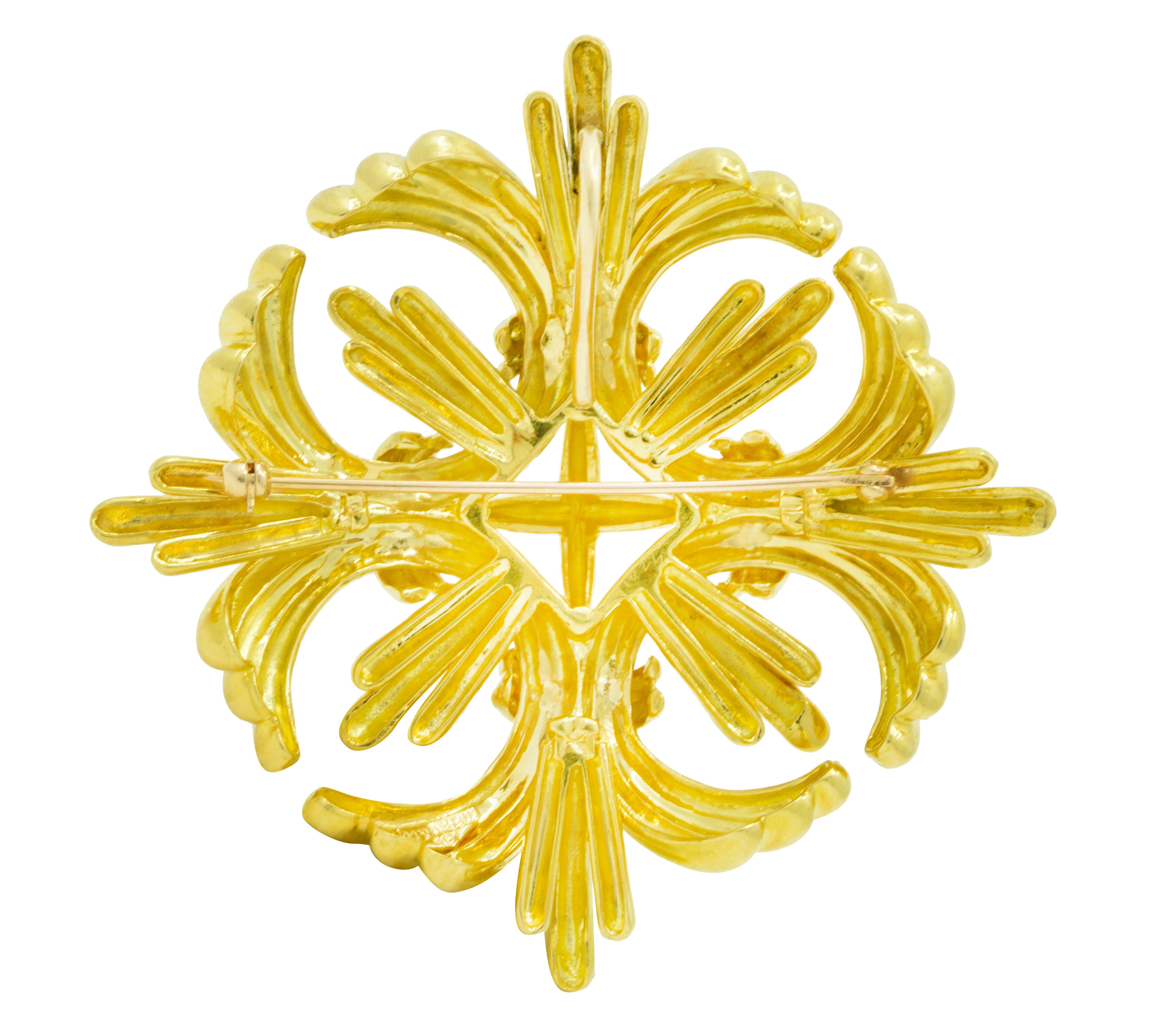 Contemporary Large 1970's Tiffany & Co. Vintage 18 Karat Yellow Gold Maltese Cross Brooch