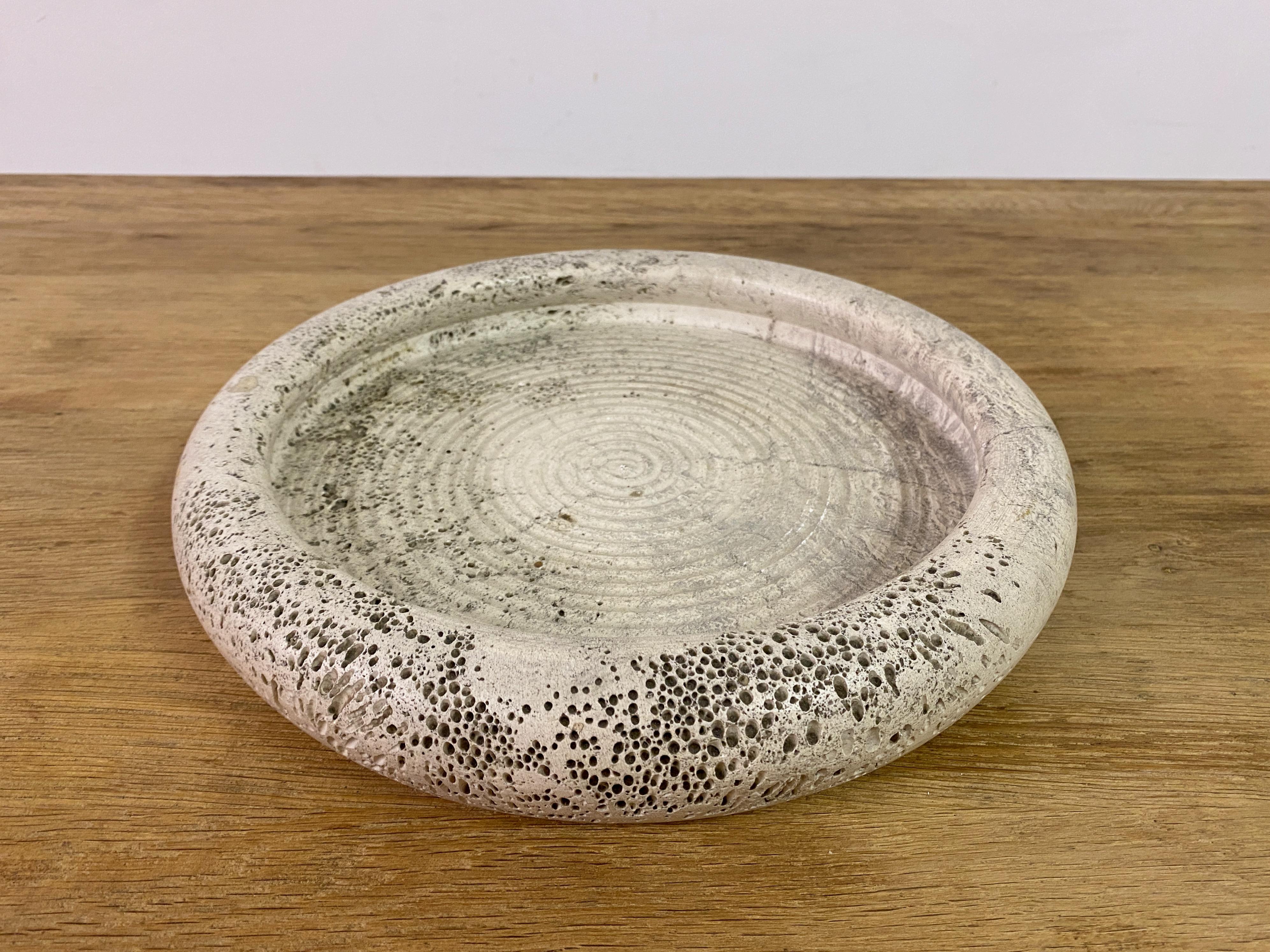 Mid-Century Modern Large 1970S Travertine Dish By Fratelli Mannelli For Sale
