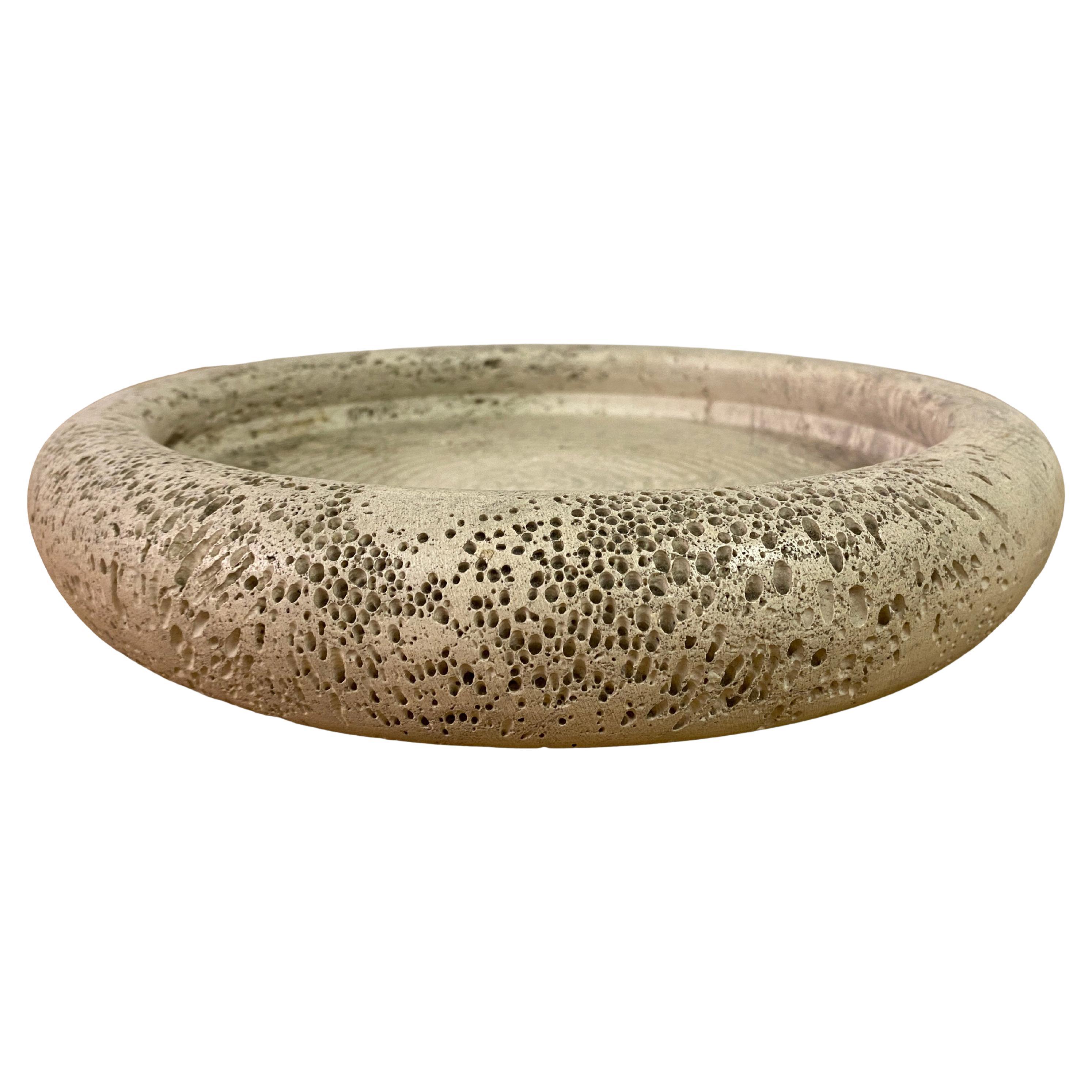 Large 1970S Travertine Dish By Fratelli Mannelli For Sale