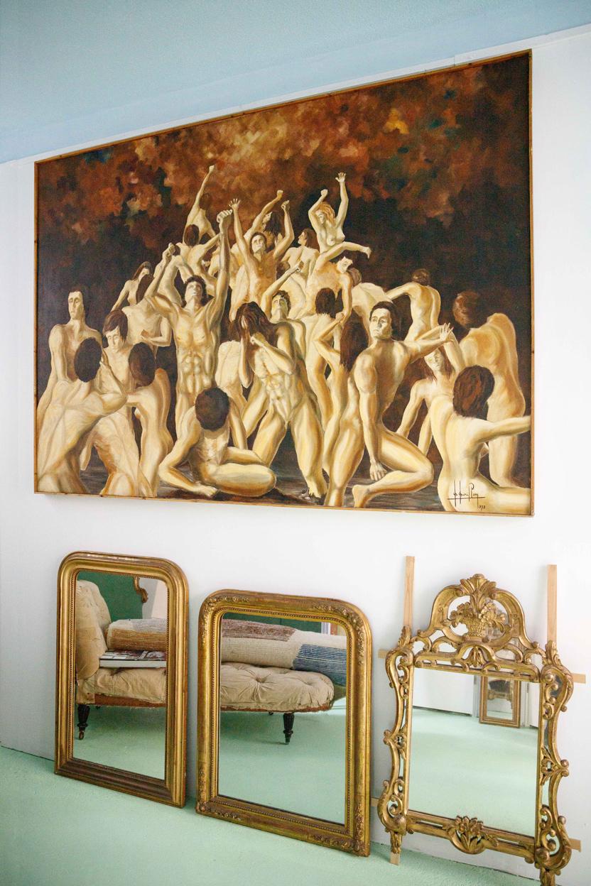 Auffälliges, großes Vintage-Kunstwerk in Öl auf Leinwand aus den 1970er Jahren, das eine moderne Interpretation des Fegefeuers zeigt. Er stammt aus Frankreich und wurde 1973 künstlerisch signiert.

Kunstwerke zum Thema Fegefeuer umfassen ein breites
