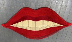 Large 1970s Pop Art Wall Mounted Lips Rug