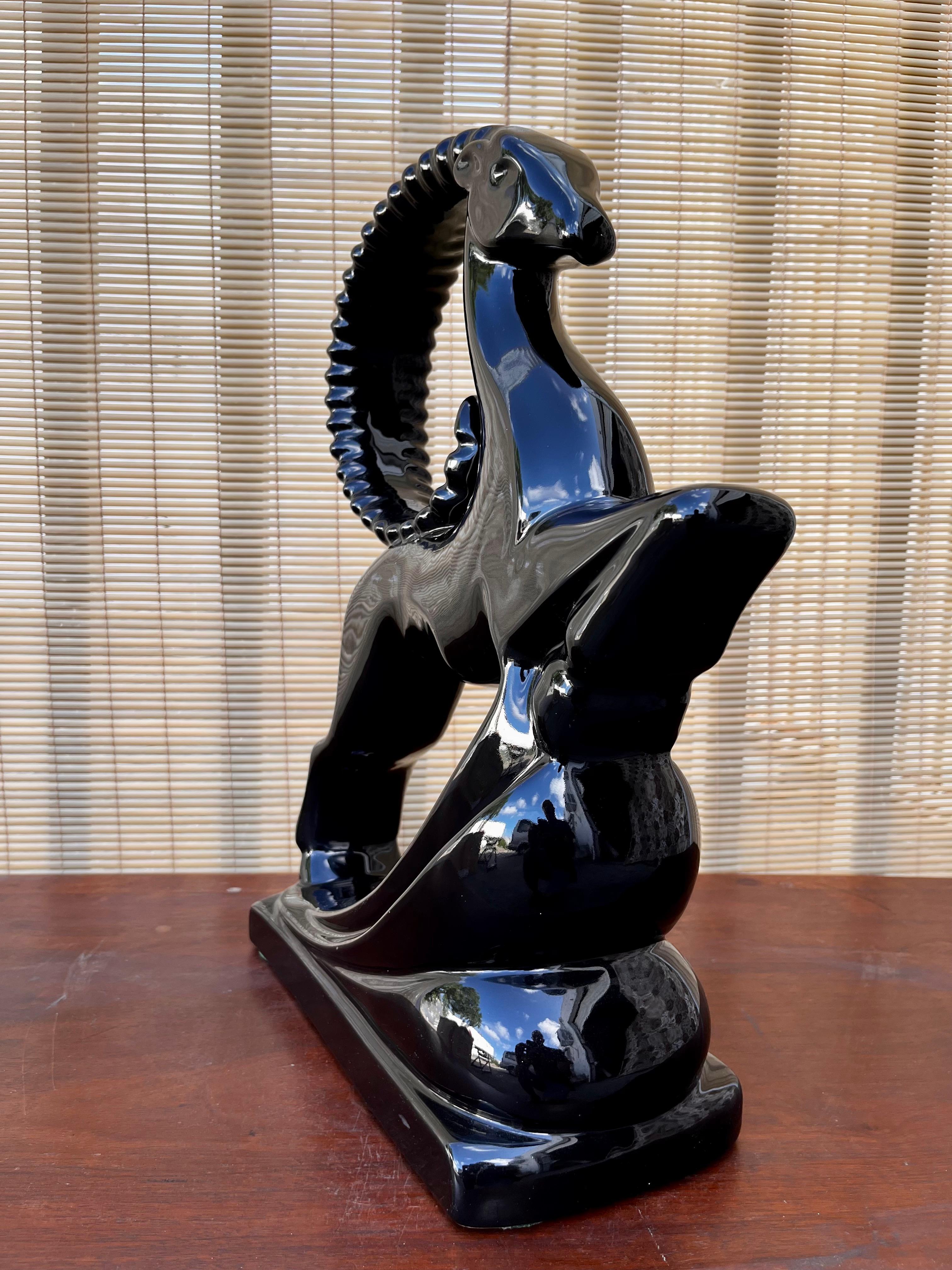 Große Royal Haeger- Gazelle-Figur, Art déco-Revival-Stil, 1980er Jahre (Glasiert) im Angebot