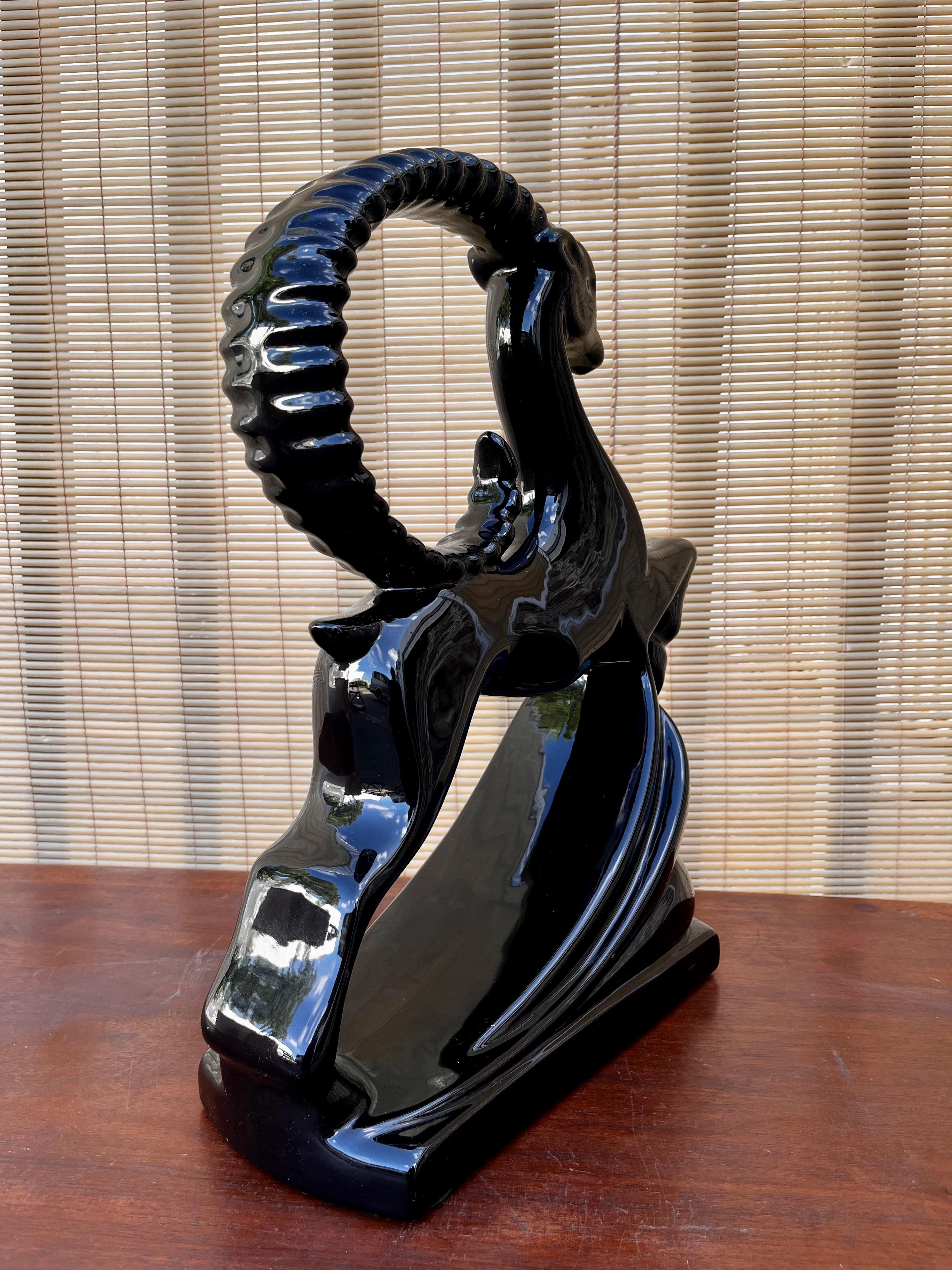 Late 20th Century Large 1980s Art Deco Revival Royal Haeger Leaping Gazelle Figurine For Sale