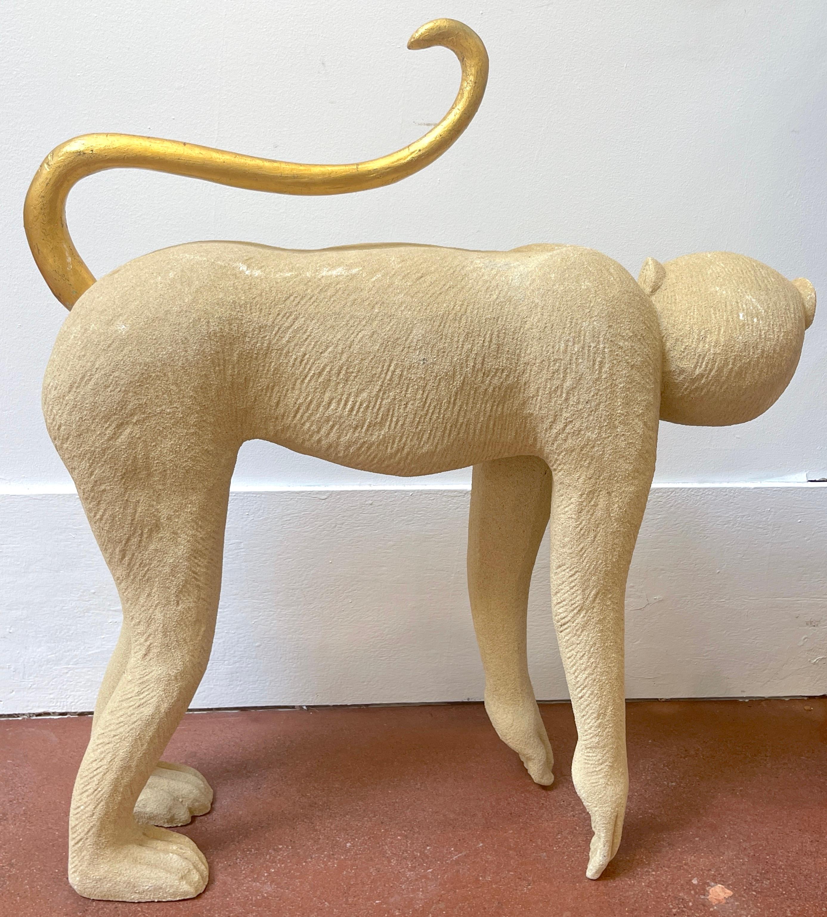 Resin Large 1980s Couching Monkey Sculpture