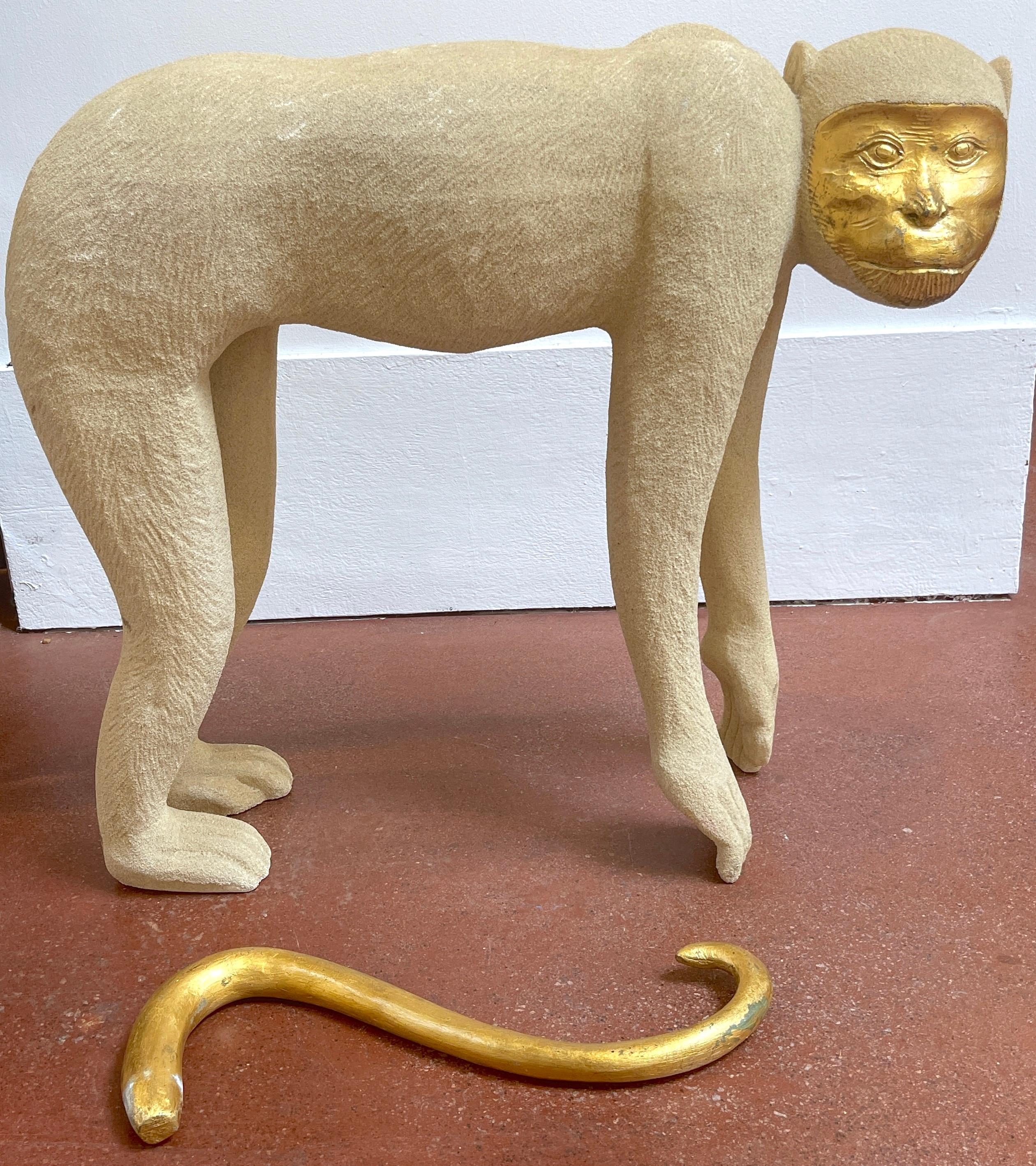 Large 1980s Couching Monkey Sculpture 1