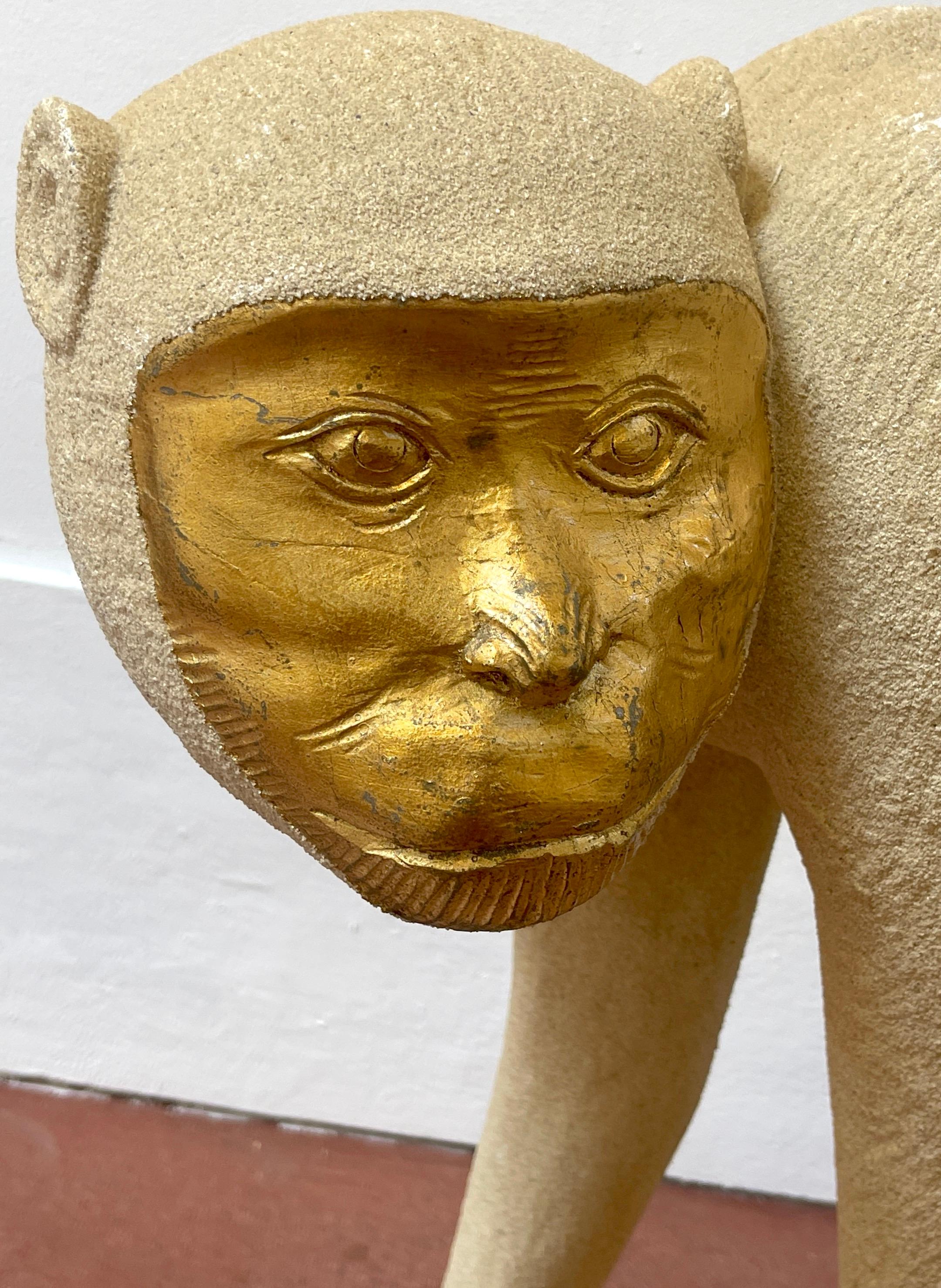 Cast Large 1980s Couching Monkey Sculpture