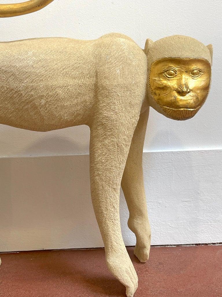 Modern Large 1980s Crouching Monkey Sculpture  For Sale