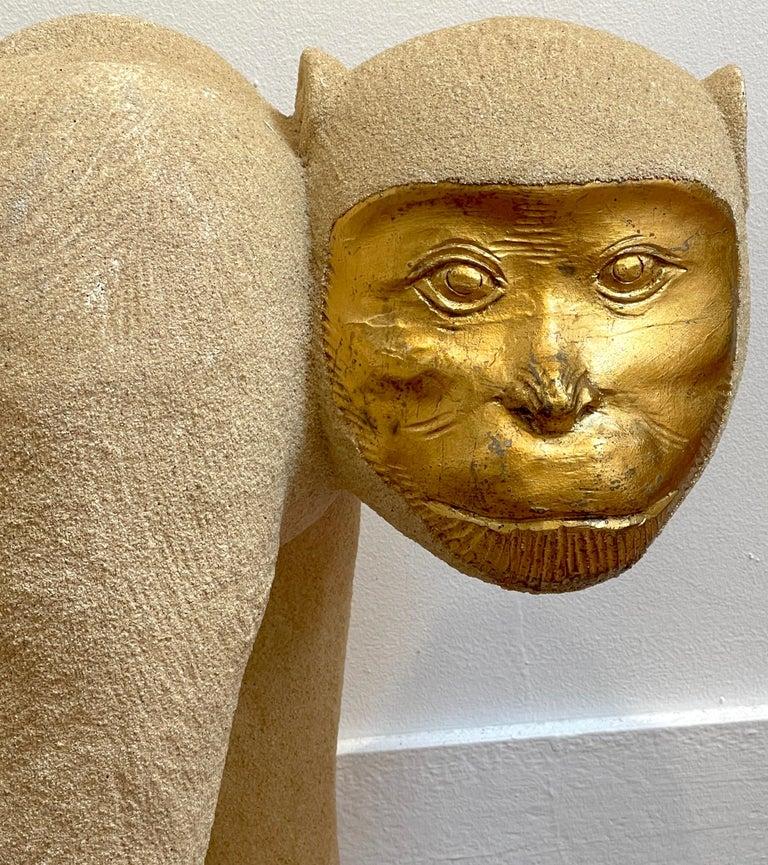 Modern Large 1980s Crouching Monkey Sculpture  For Sale