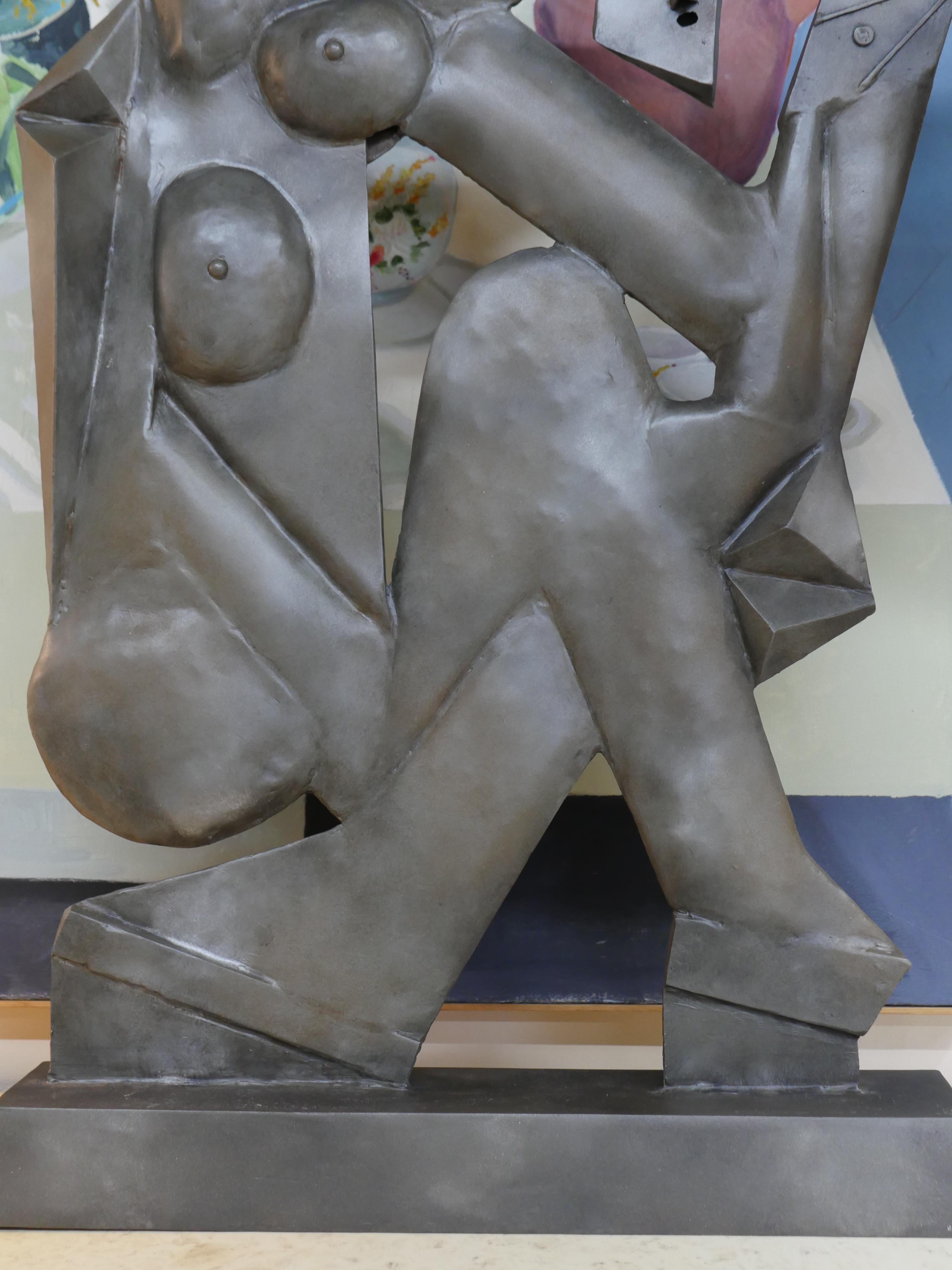 Metallo Large 1980s Cubist Abstract Sculpture in vendita