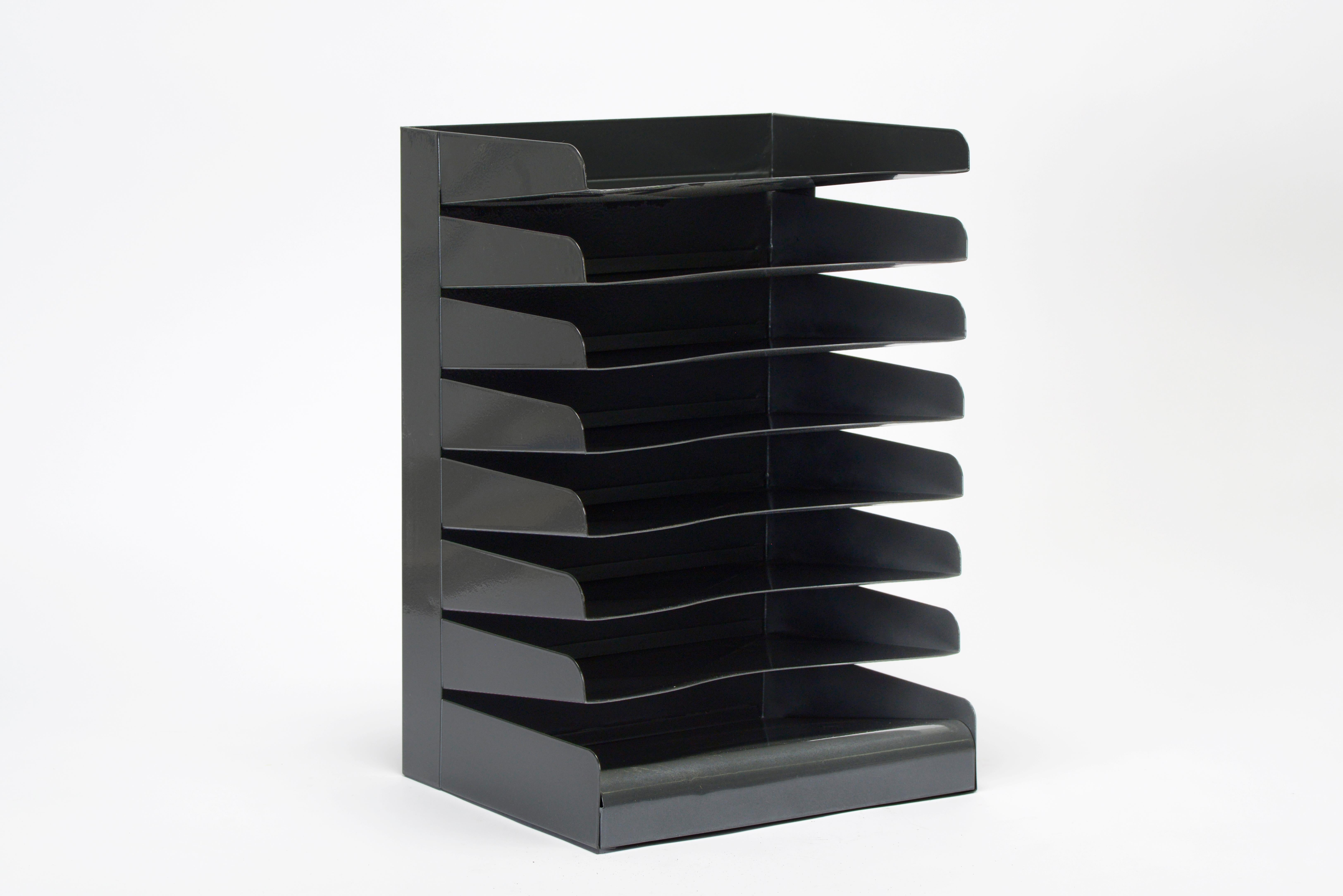 American Large 1980s Desktop File Holder Refinished in Dark Gray For Sale