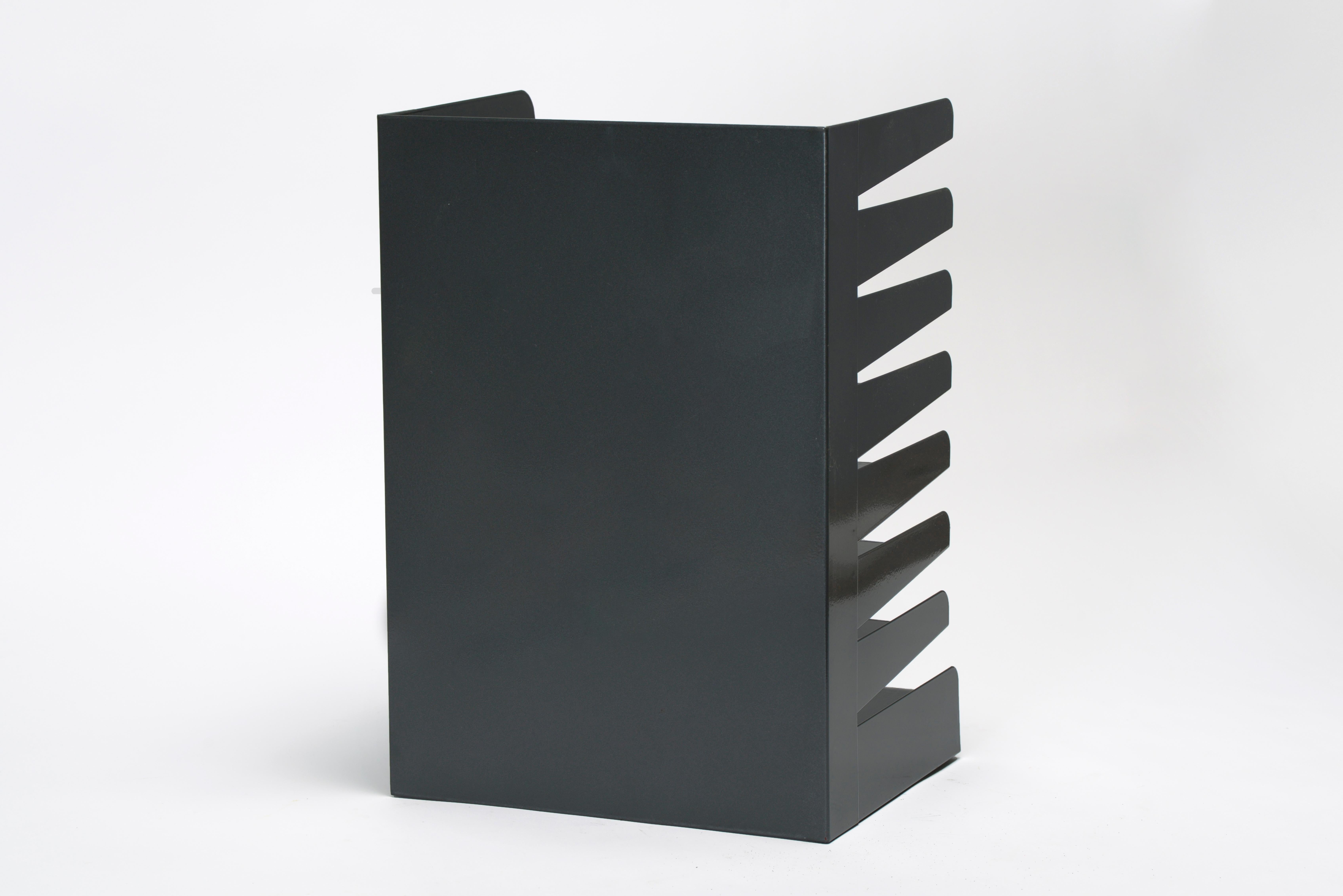 Large 1980s Desktop File Holder Refinished in Dark Gray In Good Condition For Sale In Alhambra, CA