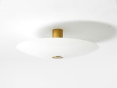 Large 1980s Florian Schulz, Gela 55, brass opal glass round ceiling lamp