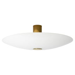 Large 1980s Florian Schulz, Gela 55, brass opal glass round ceiling lamp