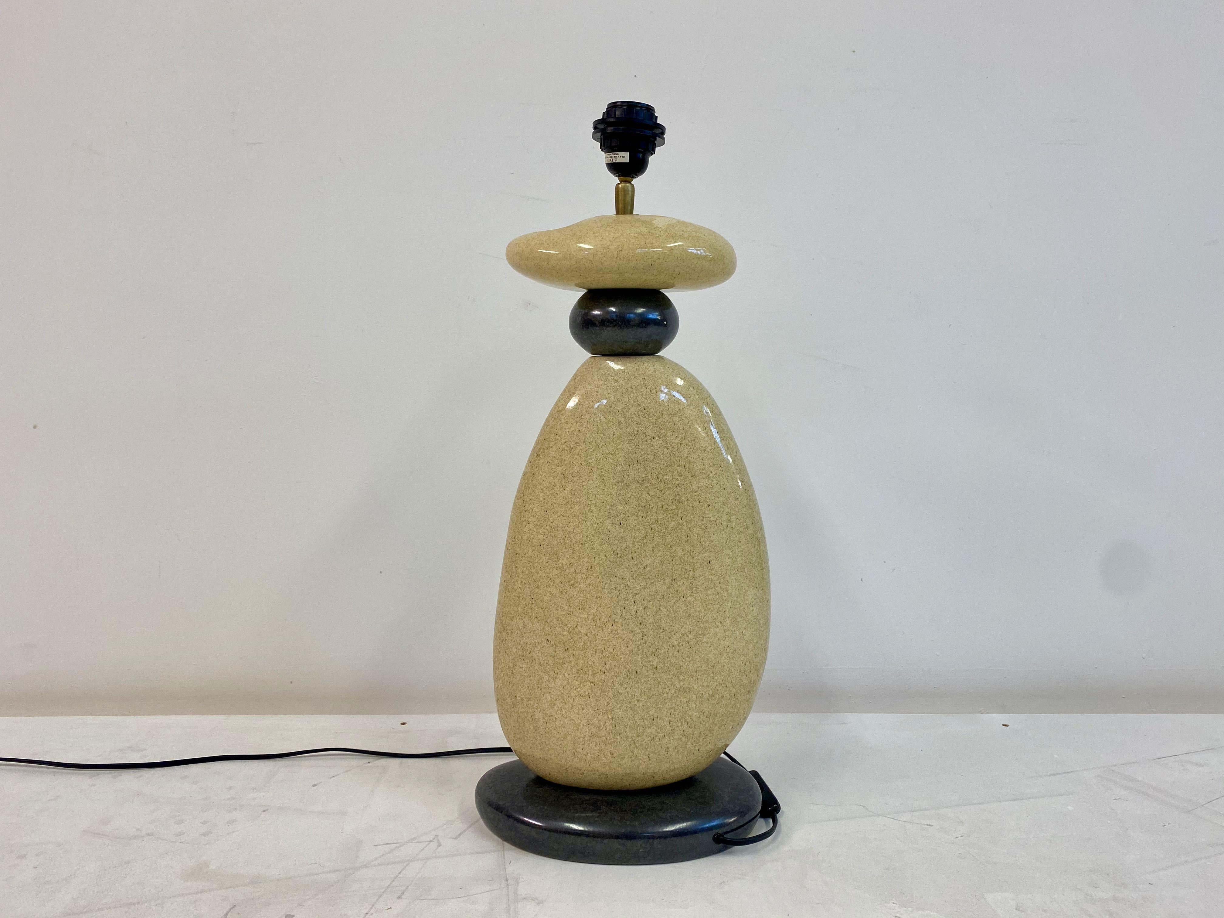 Large 1980s French Ceramic Pebble Table Light by Francois Chatain 3