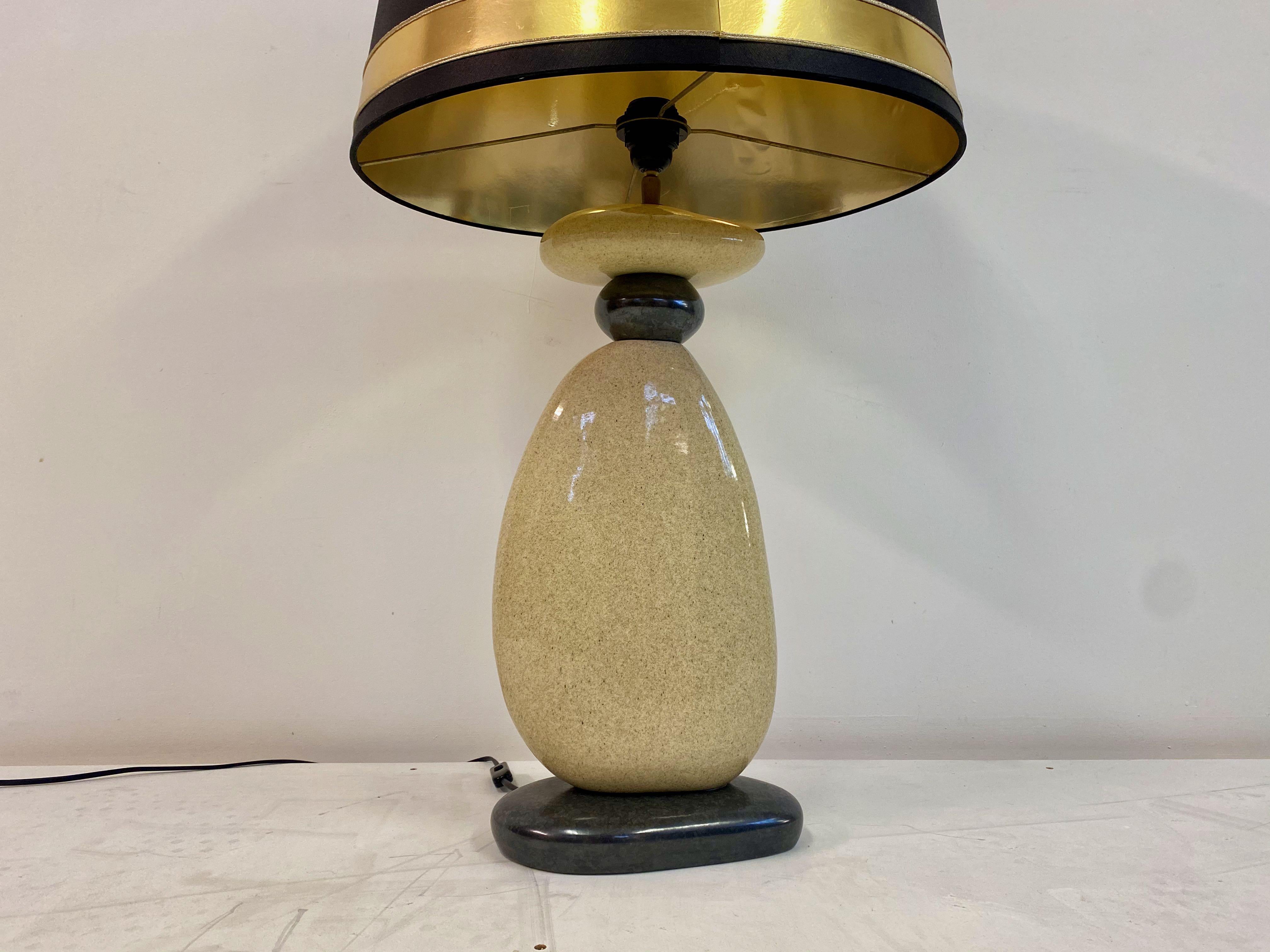Large 1980s French Ceramic Pebble Table Light by Francois Chatain 6