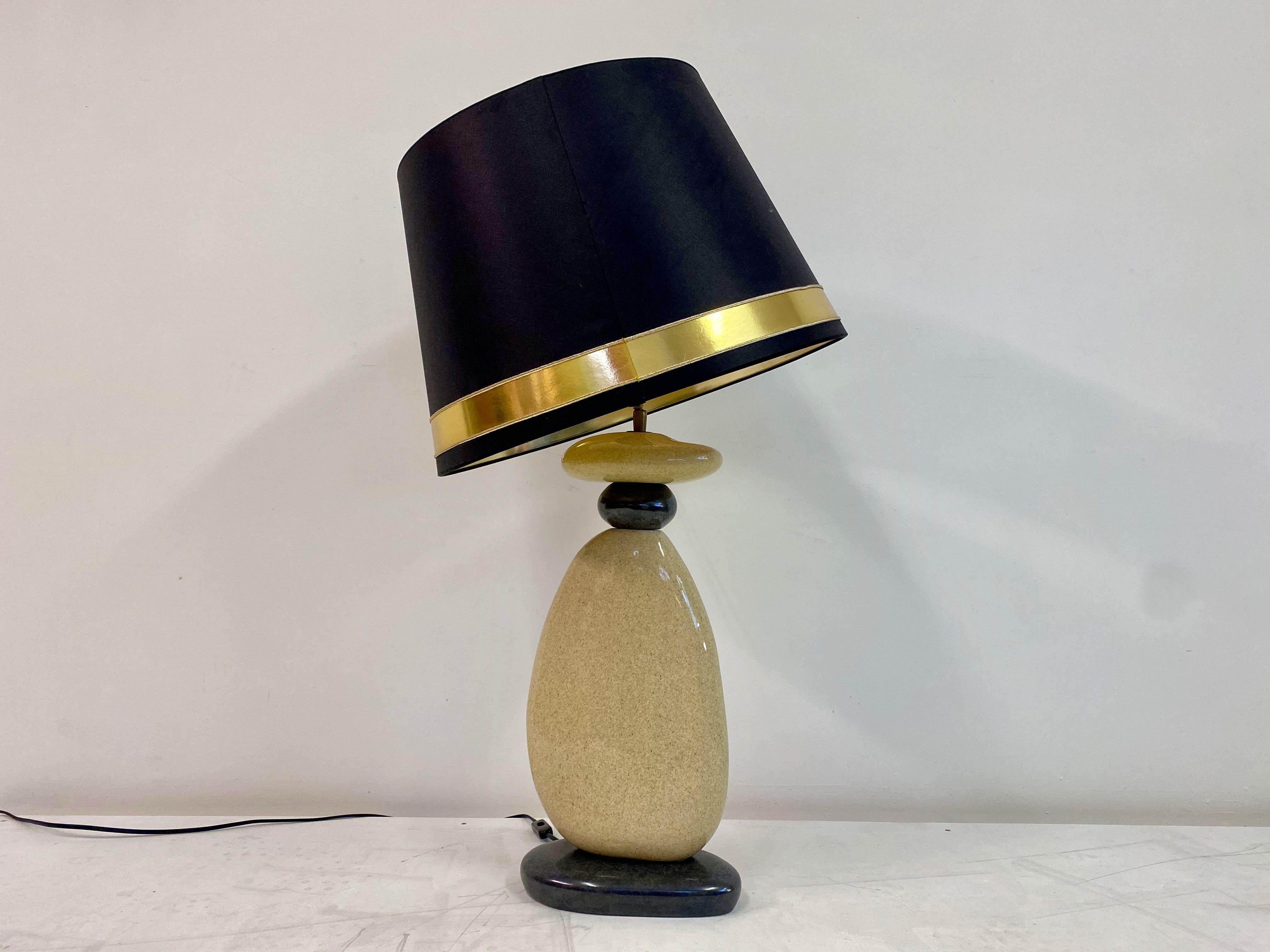 Large 1980s French Ceramic Pebble Table Light by Francois Chatain 7