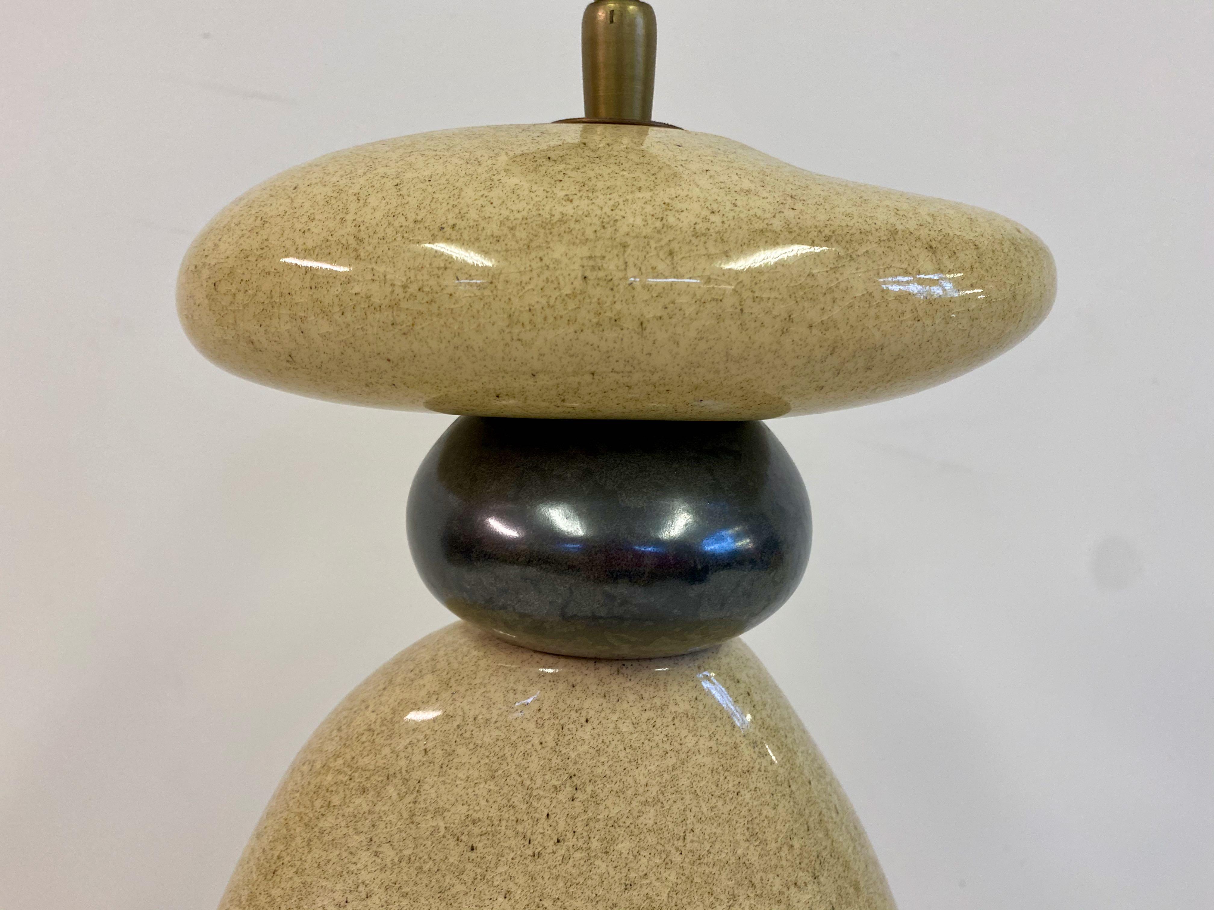 20th Century Large 1980s French Ceramic Pebble Table Light by Francois Chatain