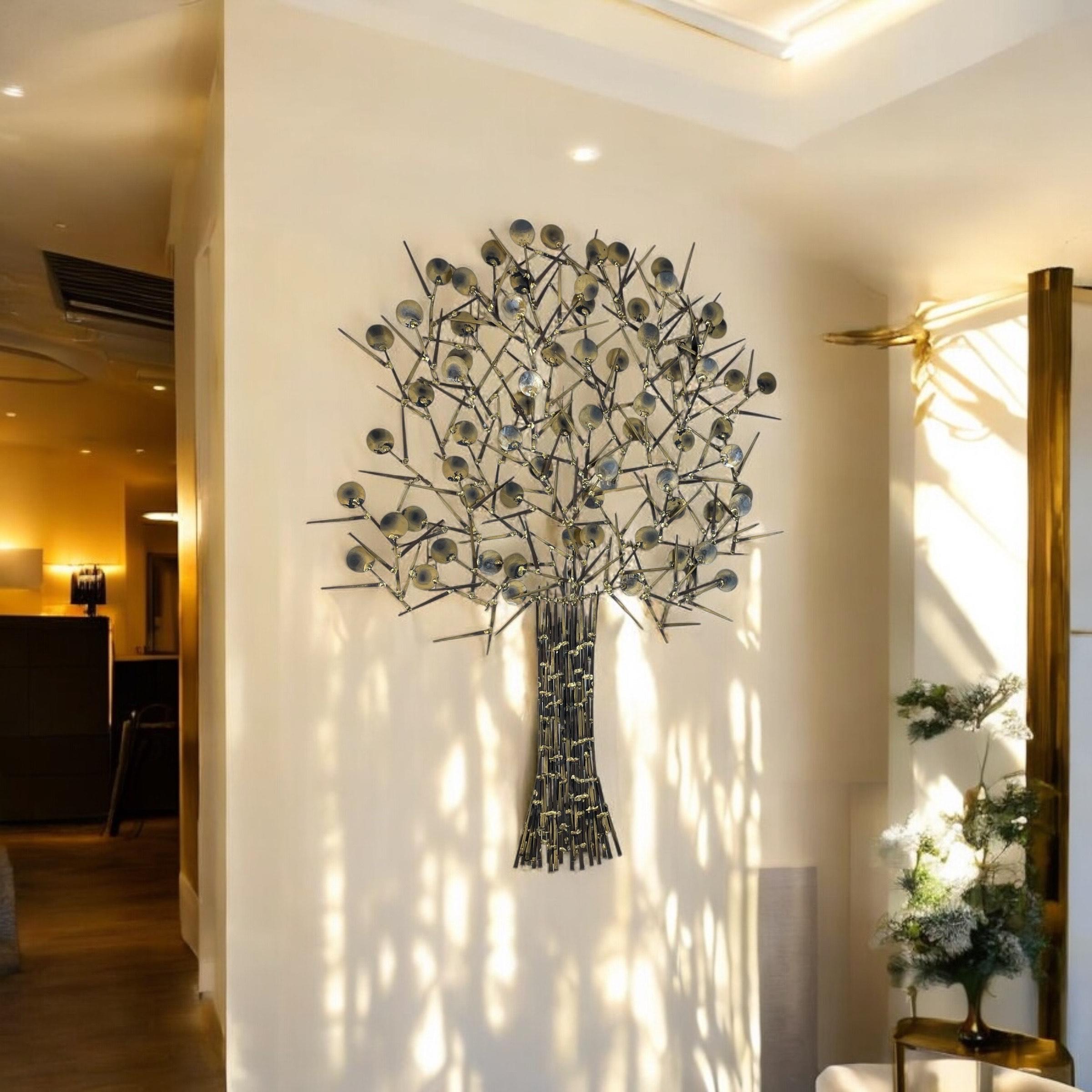 Large 1980's Marc Creates Brutalist Torch Cut Metal Nail Tree Sculpture In Excellent Condition For Sale In Chattanooga, TN