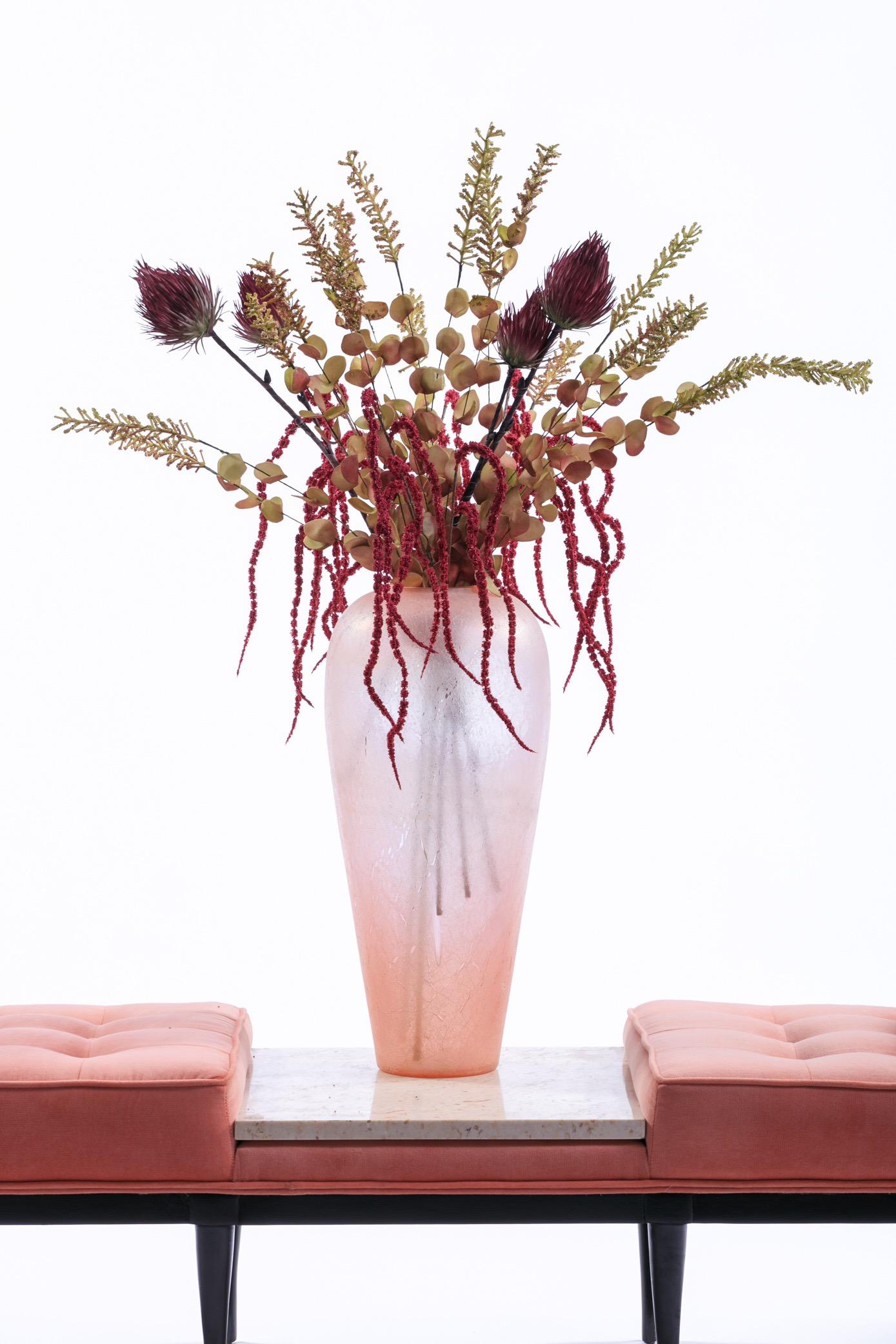 pink crackle glass vase
