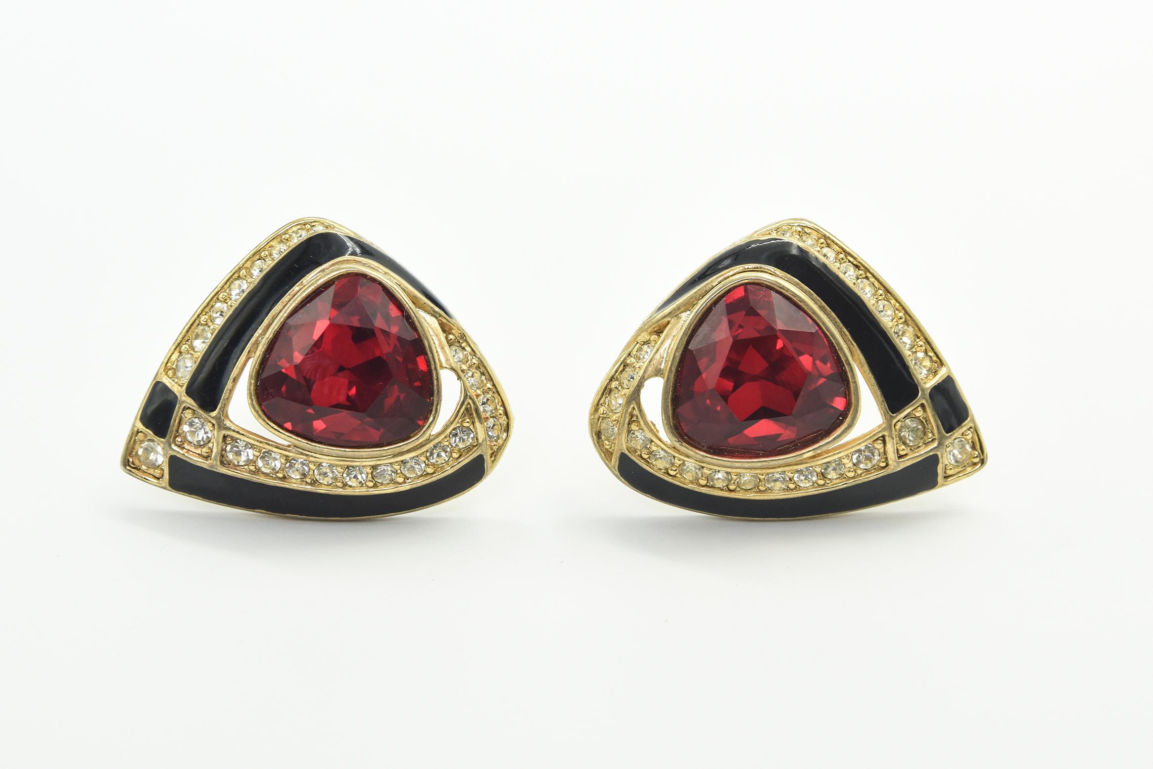 black rhinestone earrings large