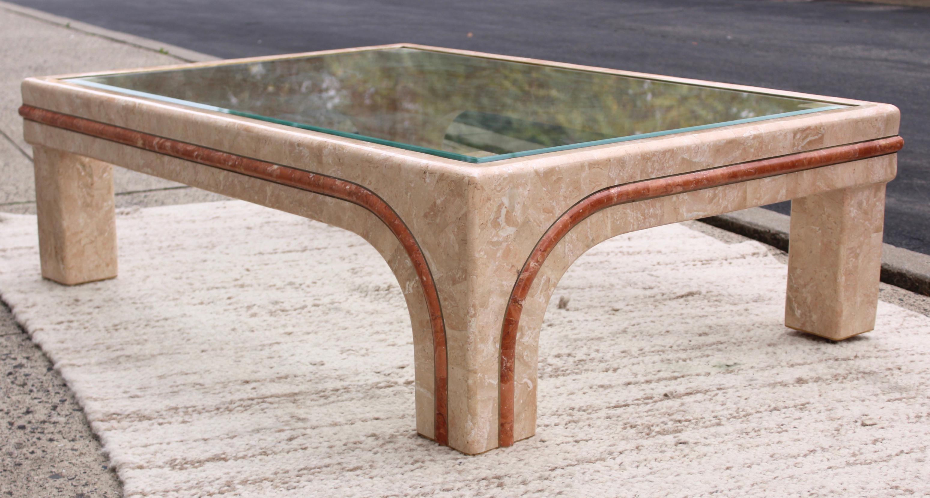 Grande table basse en pierre tessellée des années 1980 en vente 4