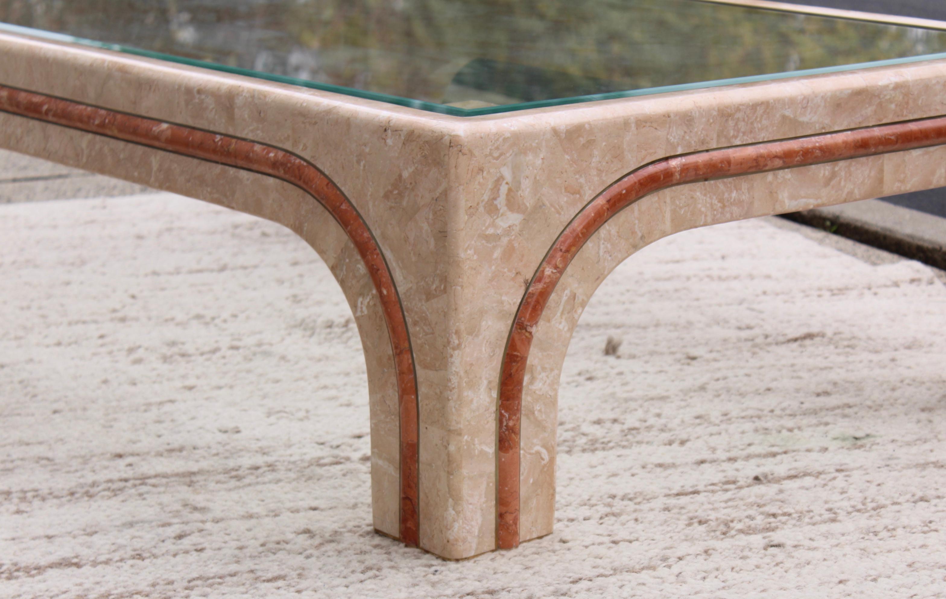 Grande table basse en pierre tessellée des années 1980 en vente 6