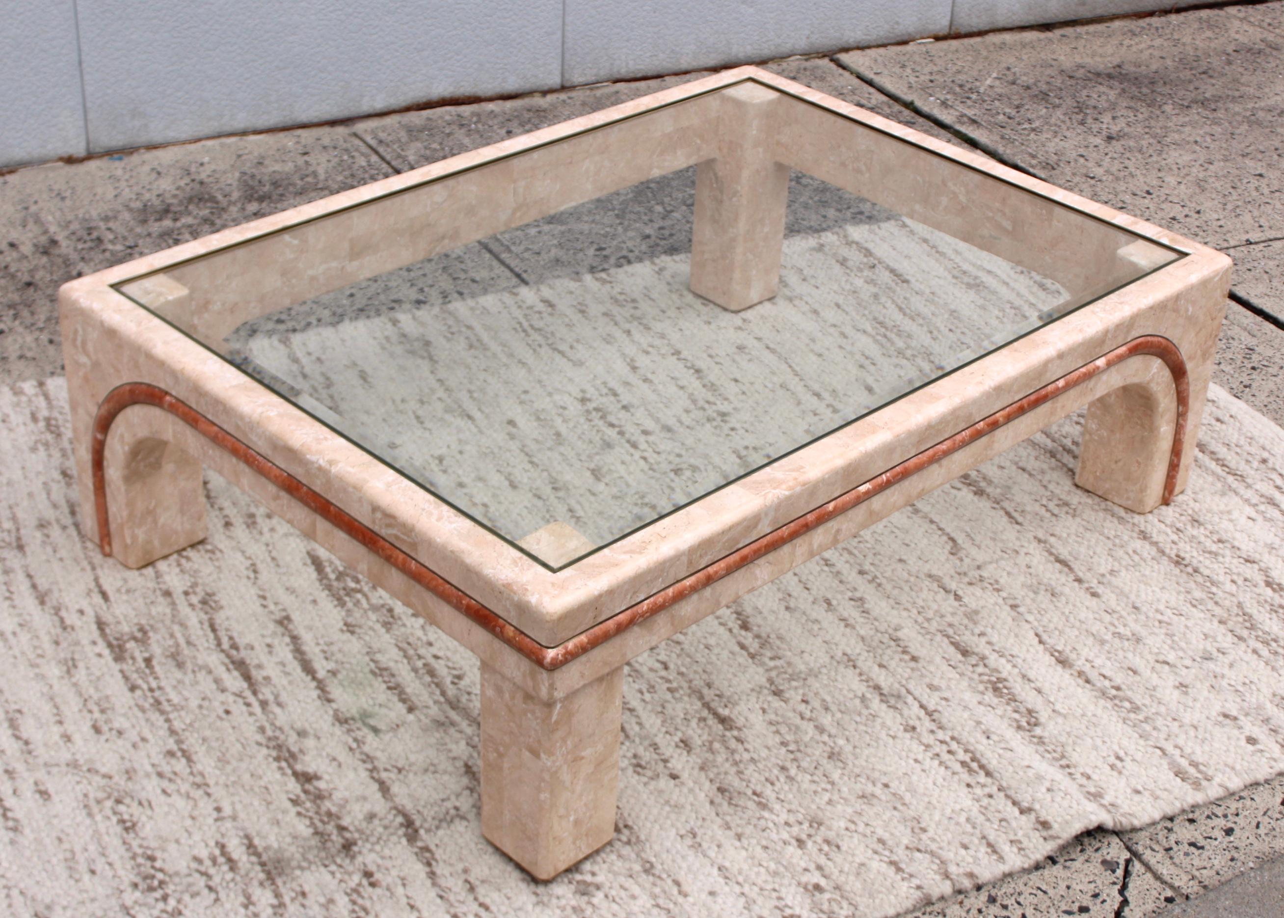 Mid-Century Modern Large 1980s Tessellated Stone Coffee Table For Sale