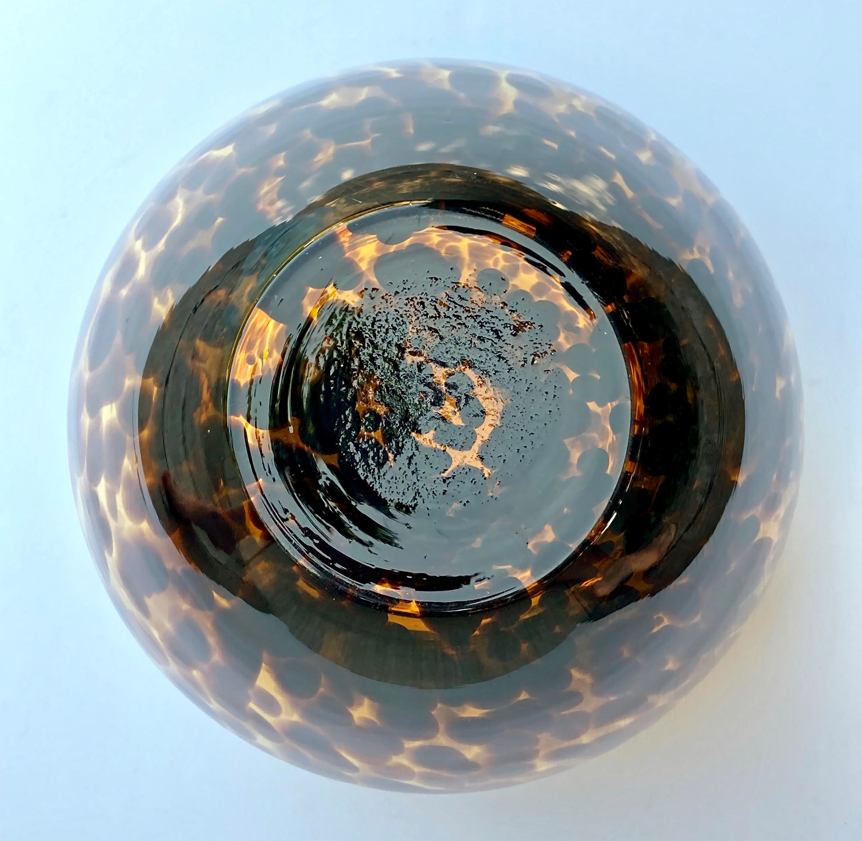 Hand-Crafted Large 1980s Vintage Murano Tortoise Hand Blown Glass Vase Made for Lancel
