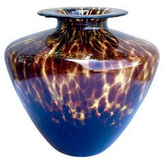 Large 1980s Vintage Murano Tortoise Hand Blown Glass Vase Made for Lancel
