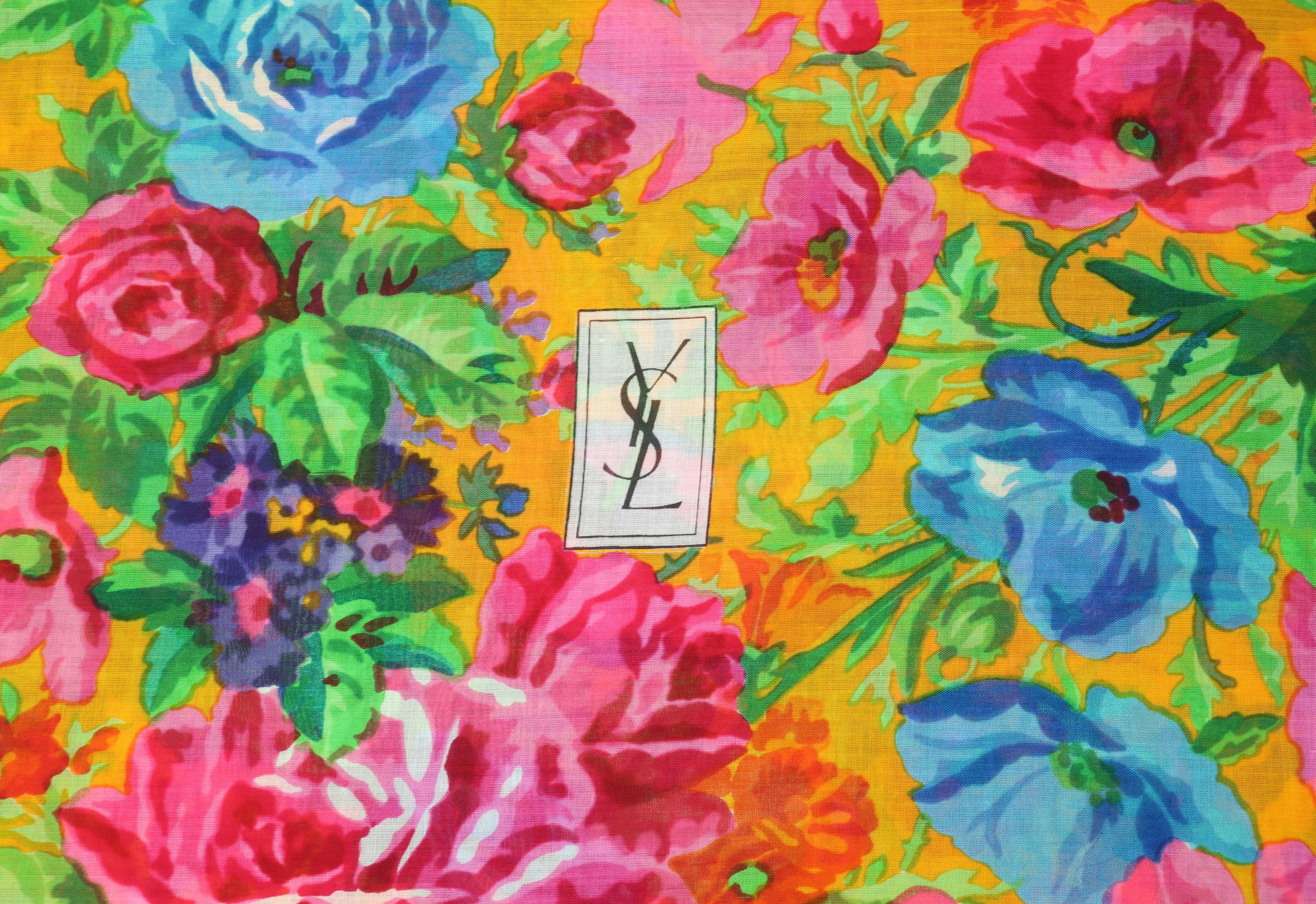 Wrap yourself in a fine cotton bouquet with Yves Saint Laurent's 1980's version of a colorful garden.  This extra large 54