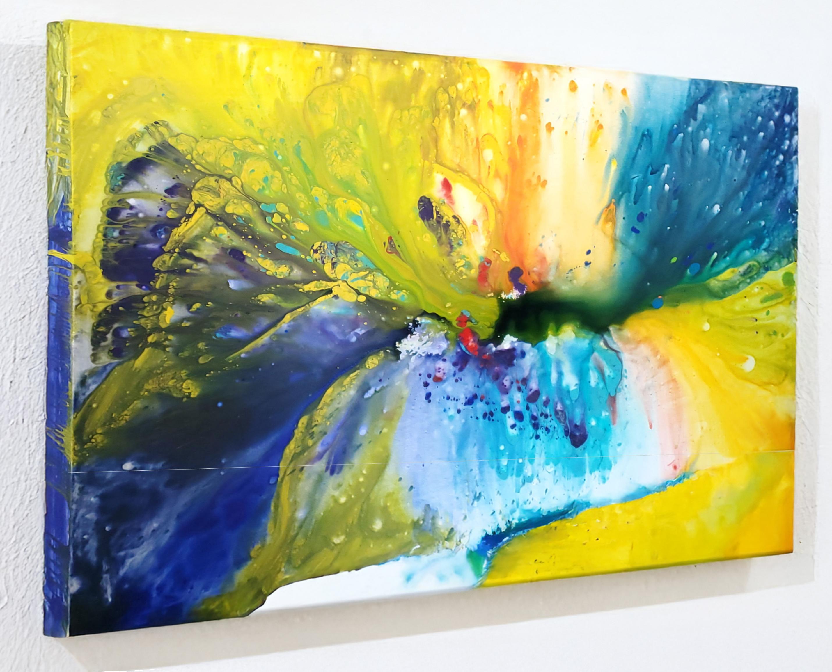 Espressionista Pittura acrilica espressionista astratta extra large del 1985 firmata -L'alba cosmica in vendita