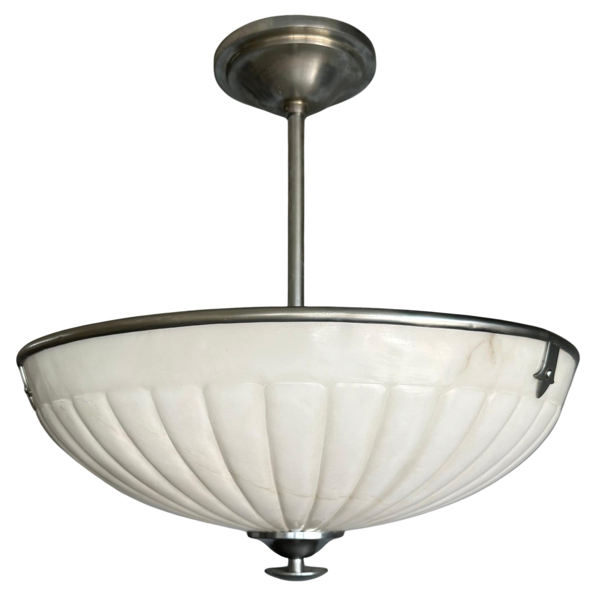 Large Ø 19.9" Stunning & Timless Design Alabaster Pendant Light or Flush Mount