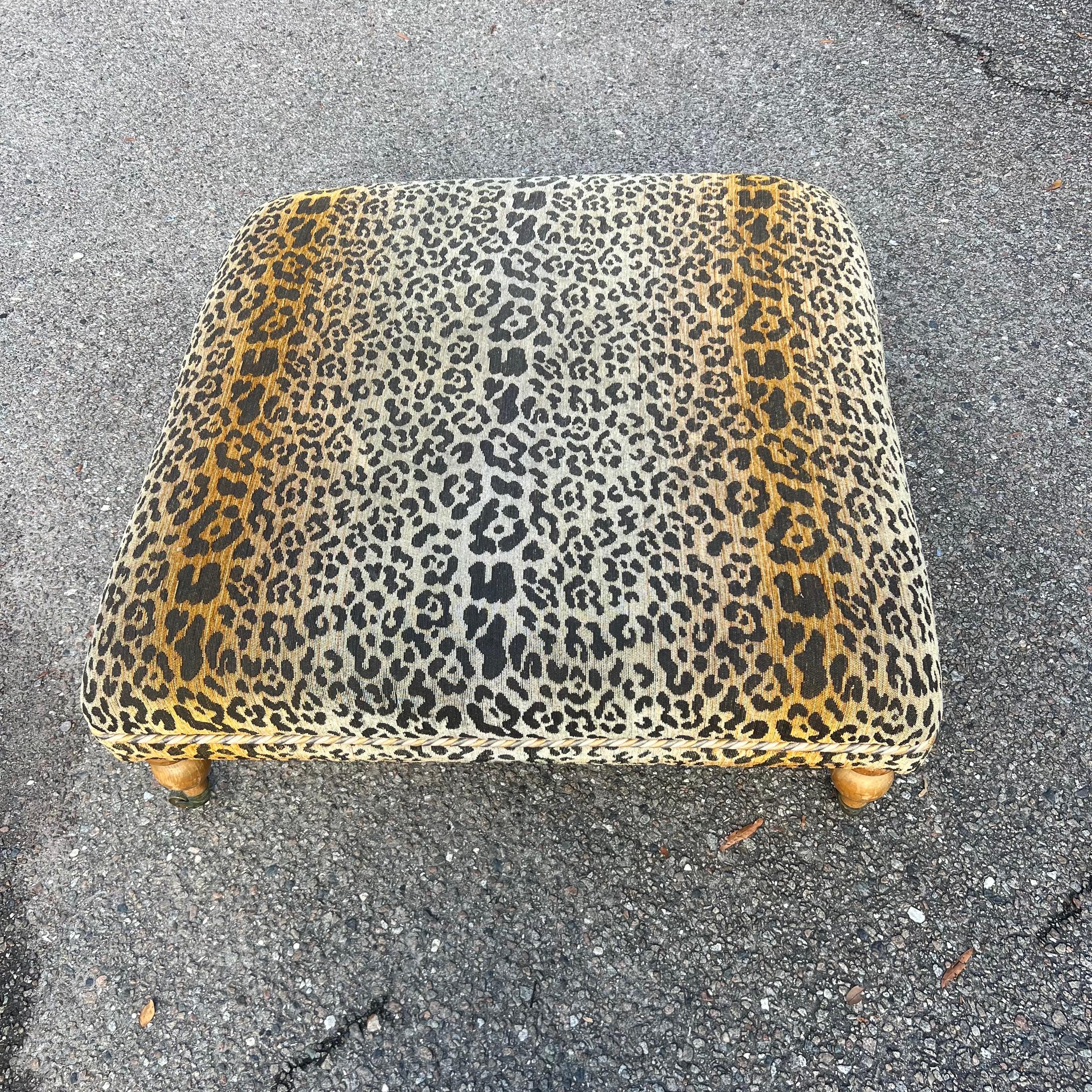 Post-Modern Large 1990s Custom Leopard Print Ottoman/Coffee Table