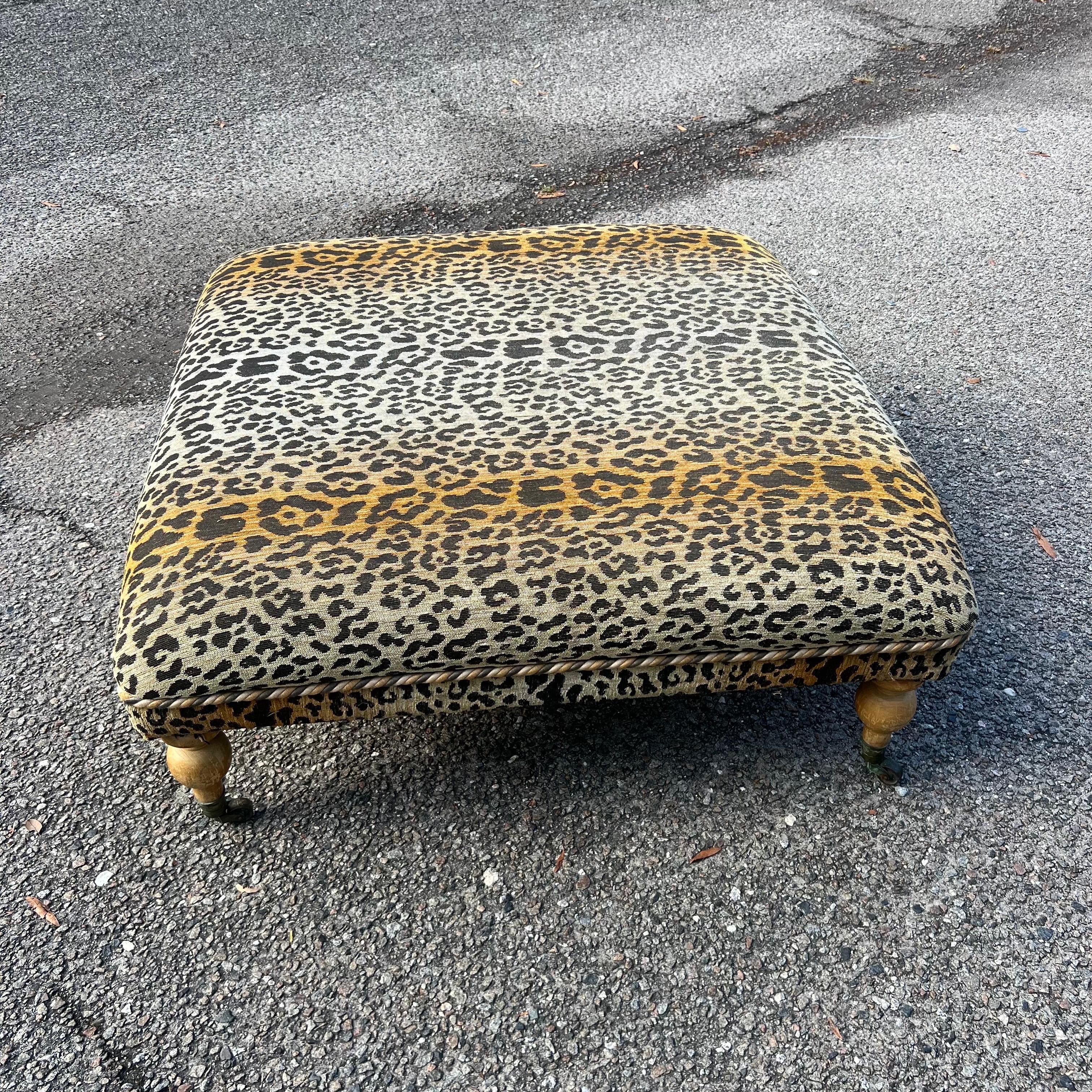 20th Century Large 1990s Custom Leopard Print Ottoman/Coffee Table