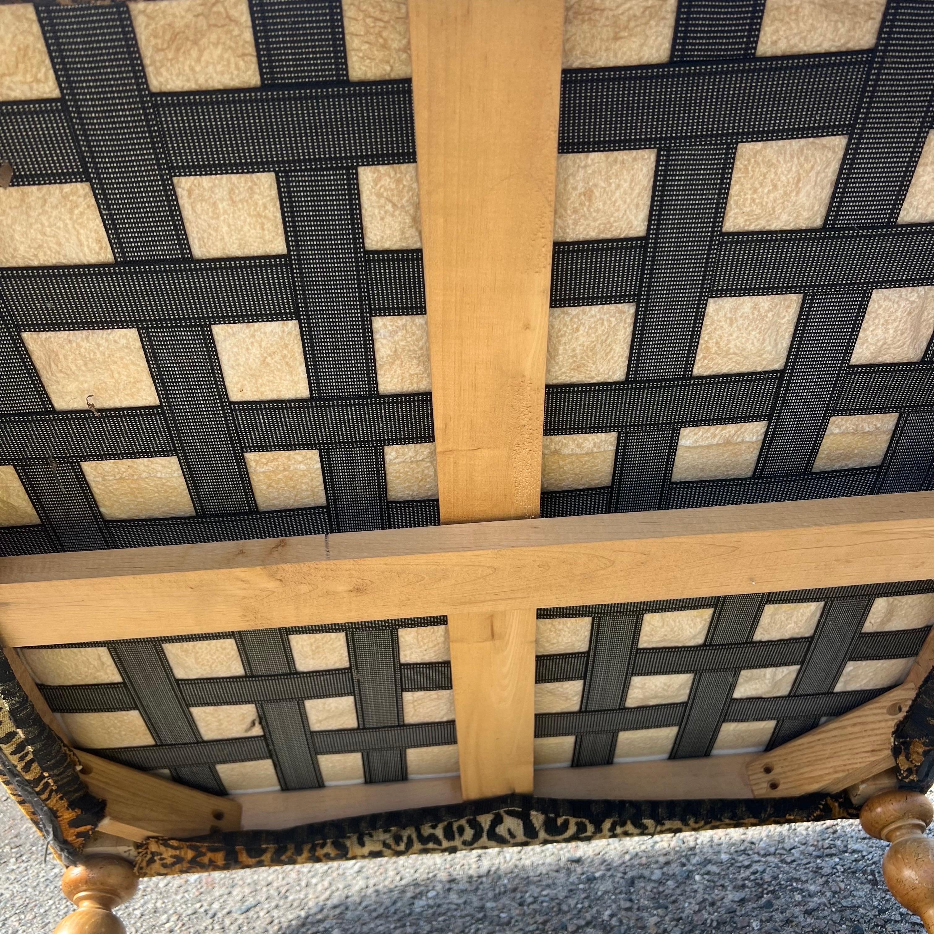 Large 1990s Custom Leopard Print Ottoman/Coffee Table 1