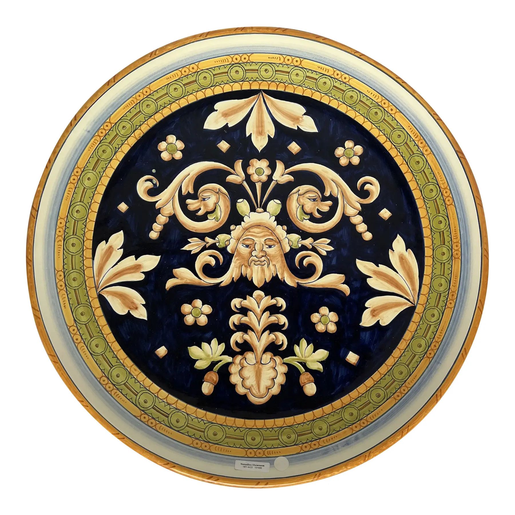 Large 1990s Italian Hand-Painted Ceramic Wall Plate For Sale