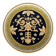 Large 1990s Italian Hand-Painted Round Ceramic Decorative Wall Plate