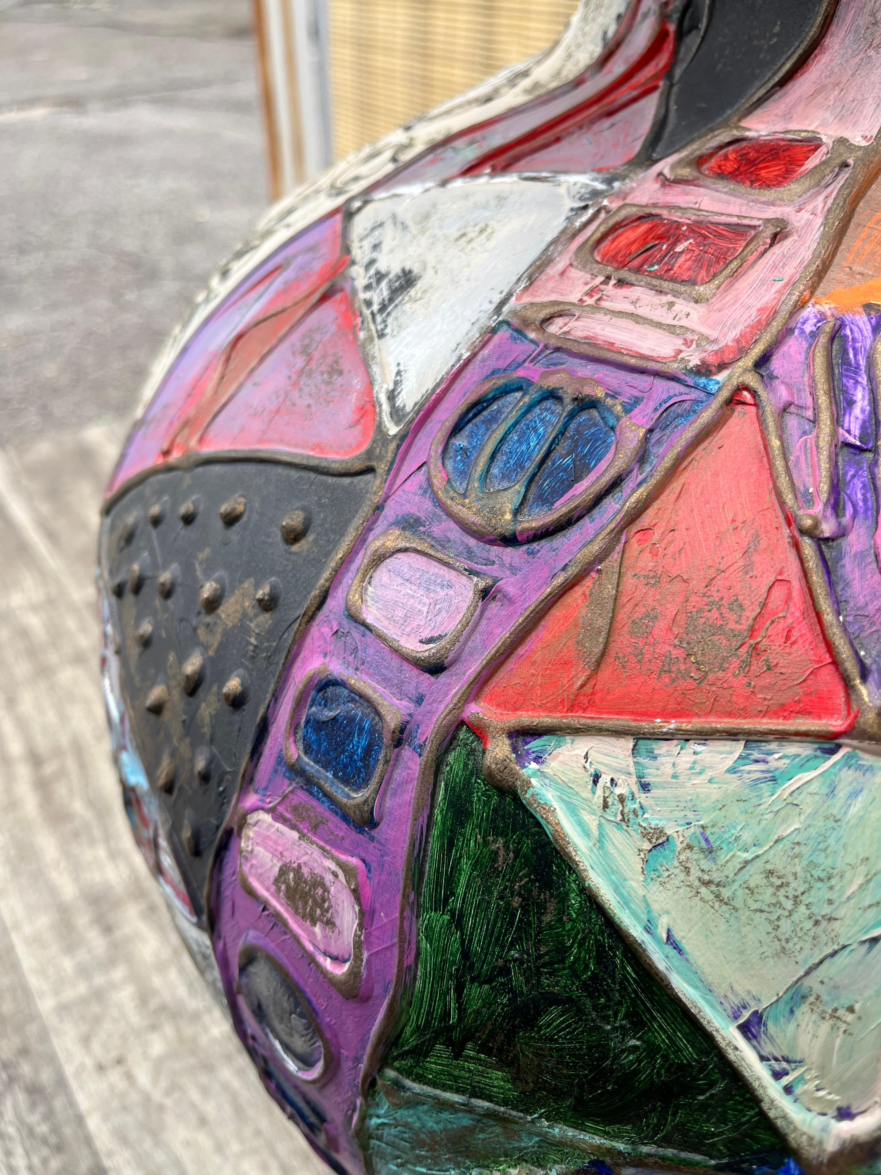 Grand vase de sol en céramique artisanale postmoderne des années 1990, signé par l'Artistics. en vente 8