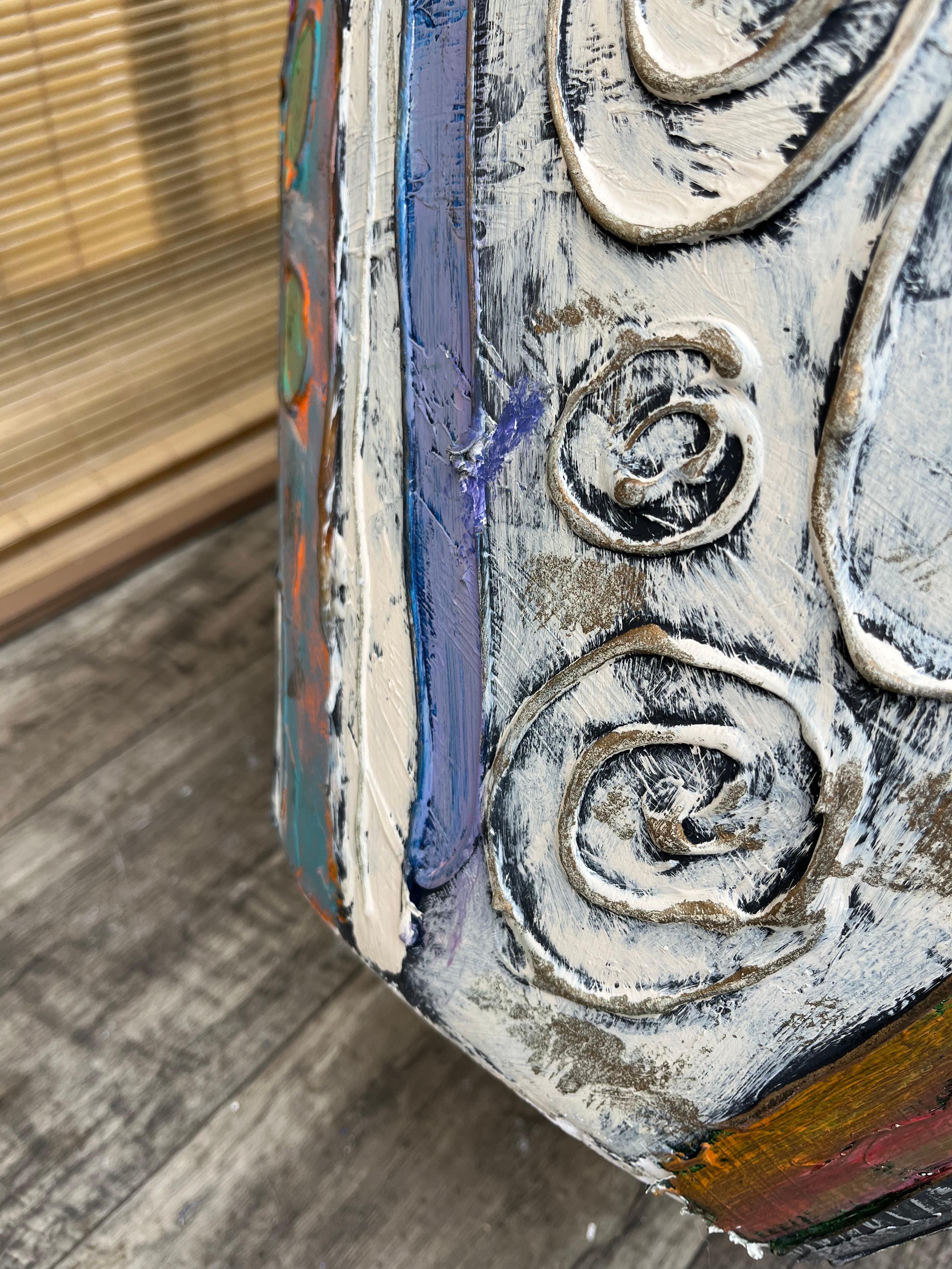 Grand vase de sol en céramique artisanale postmoderne des années 1990, signé par l'Artistics. en vente 11