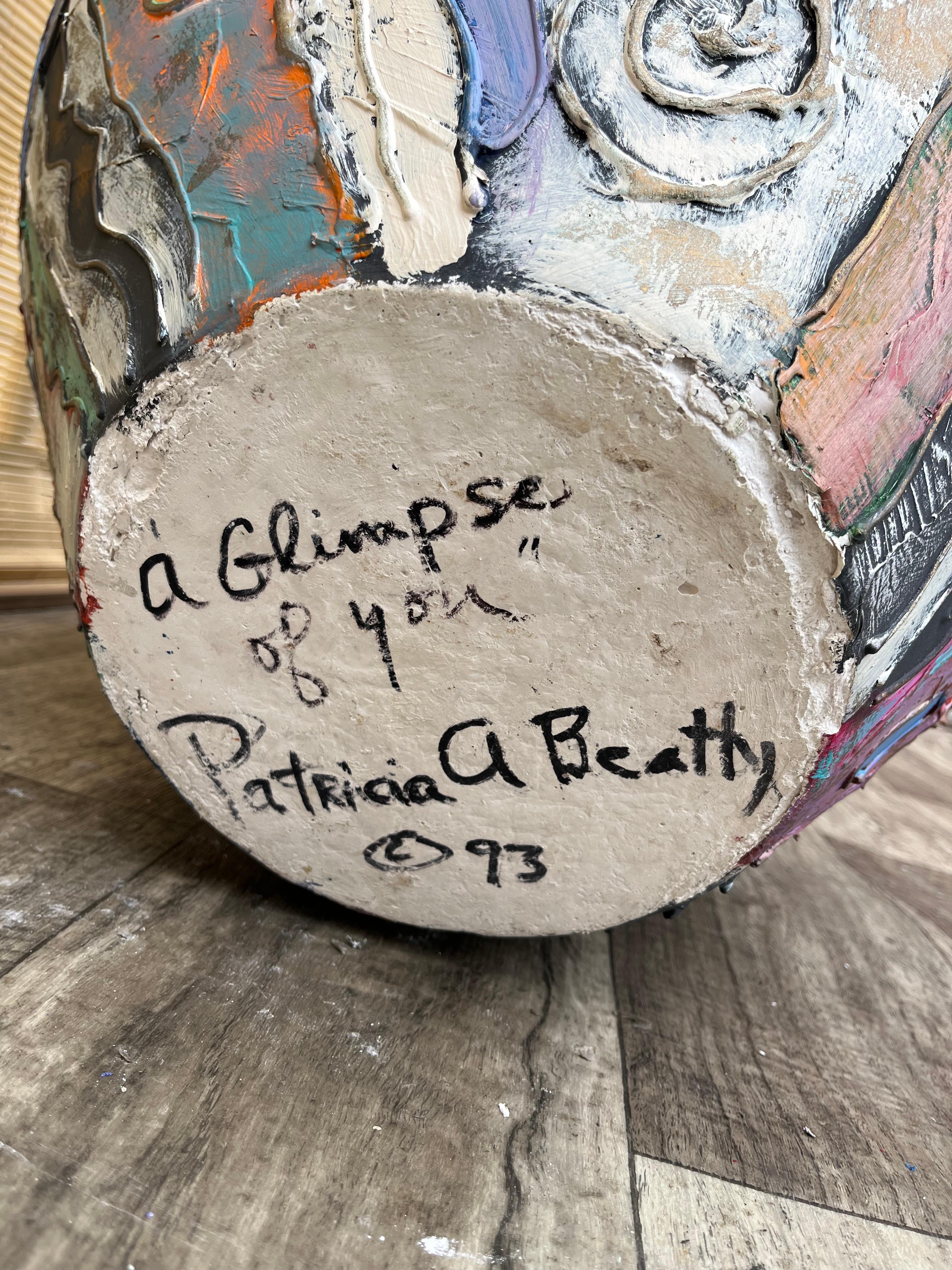 Grand vase de sol en céramique artisanale postmoderne des années 1990, signé par l'Artistics. en vente 12