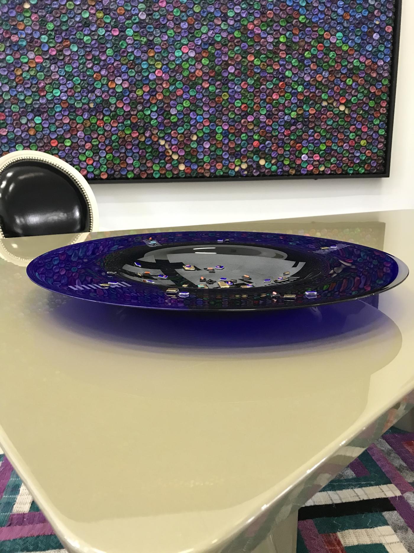 Large 1994 Memphis Style Glass Charger Plate For Sale 2