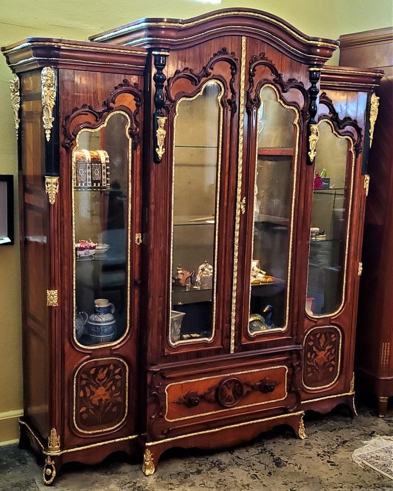 Large 19 Century French Rococo or Neoclassical Revival Style Vitrine For Sale 10