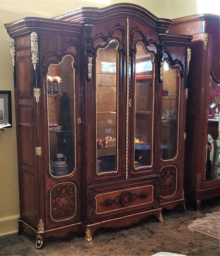 Ormolu Large 19 Century French Rococo or Neoclassical Revival Style Vitrine For Sale
