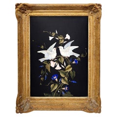 Large 19C. Italian Pietra Dura Marble Plaque of Doves