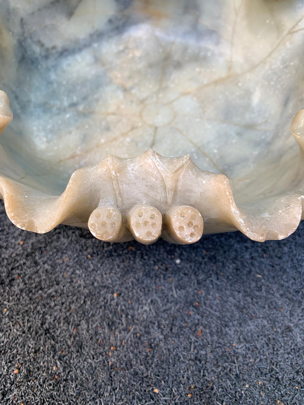 Large 19th-20th Century Chinese Carved Soapstone Bowl with Lotus 7