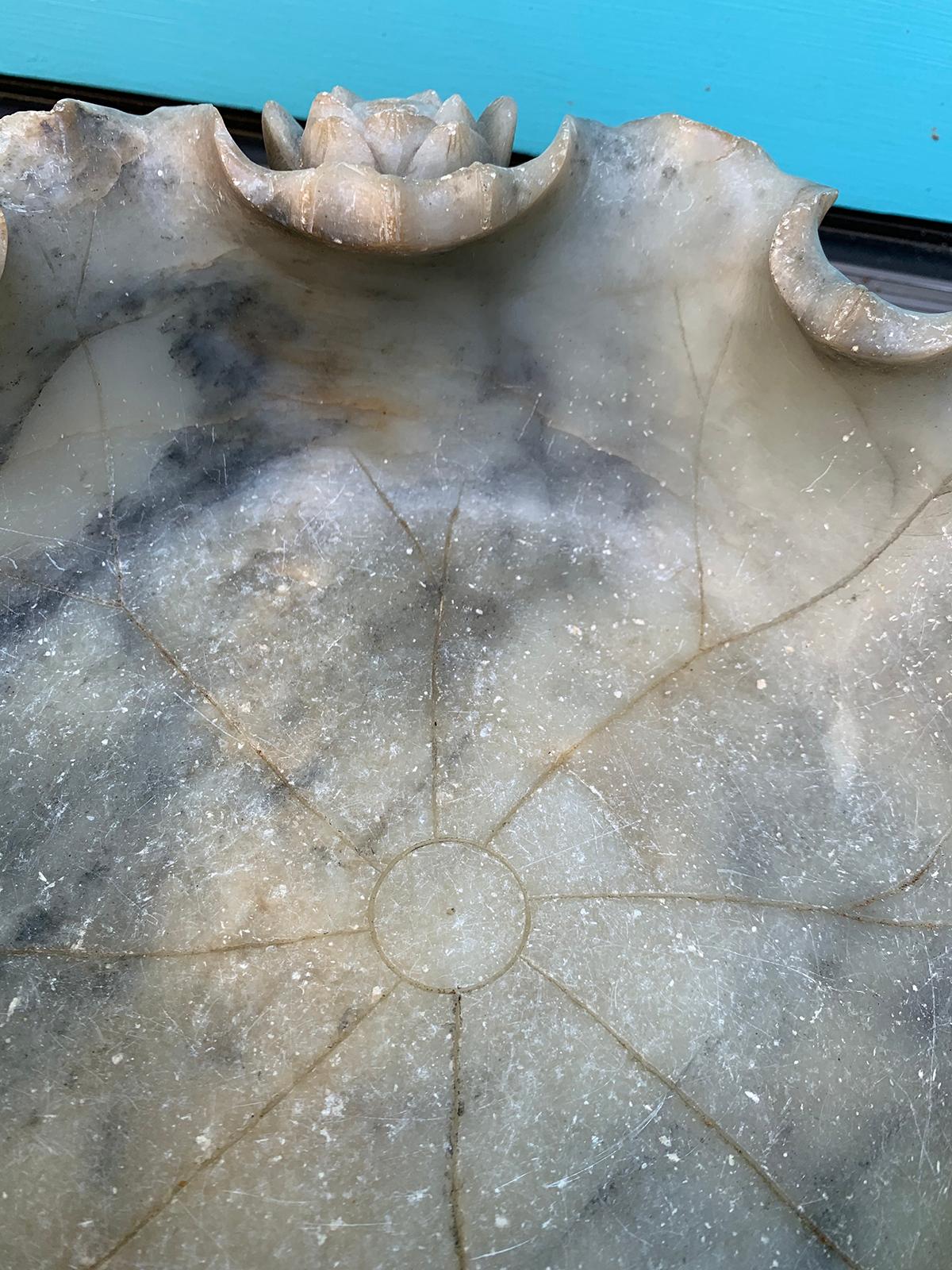 Large 19th-20th Century Chinese Carved Soapstone Bowl with Lotus 8