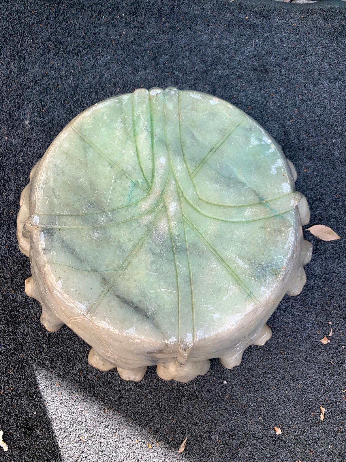 Large 19th-20th Century Chinese Carved Soapstone Bowl with Lotus 9