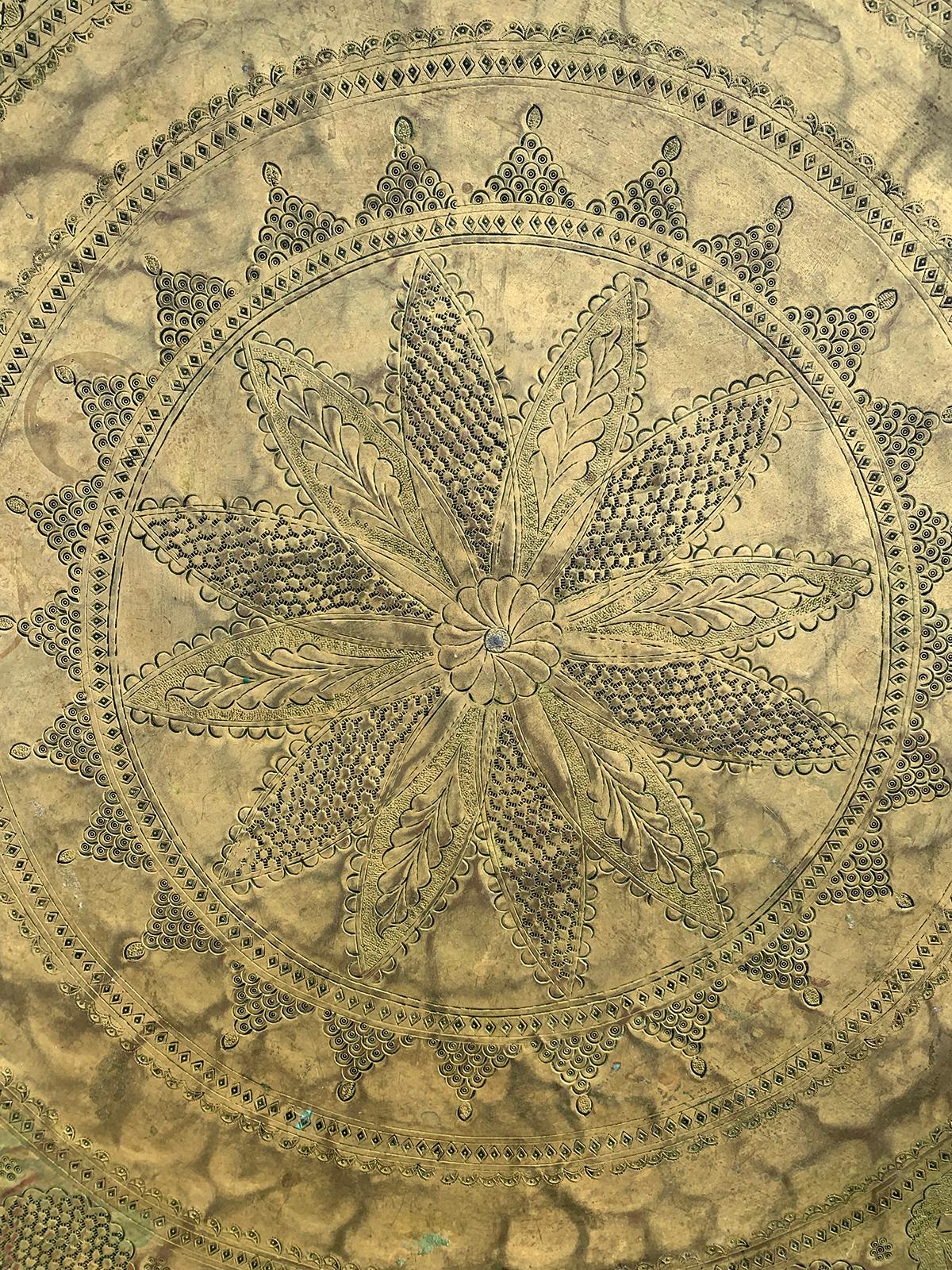 Large 19th-20th Century Middle Eastern Round Brass Tray 6